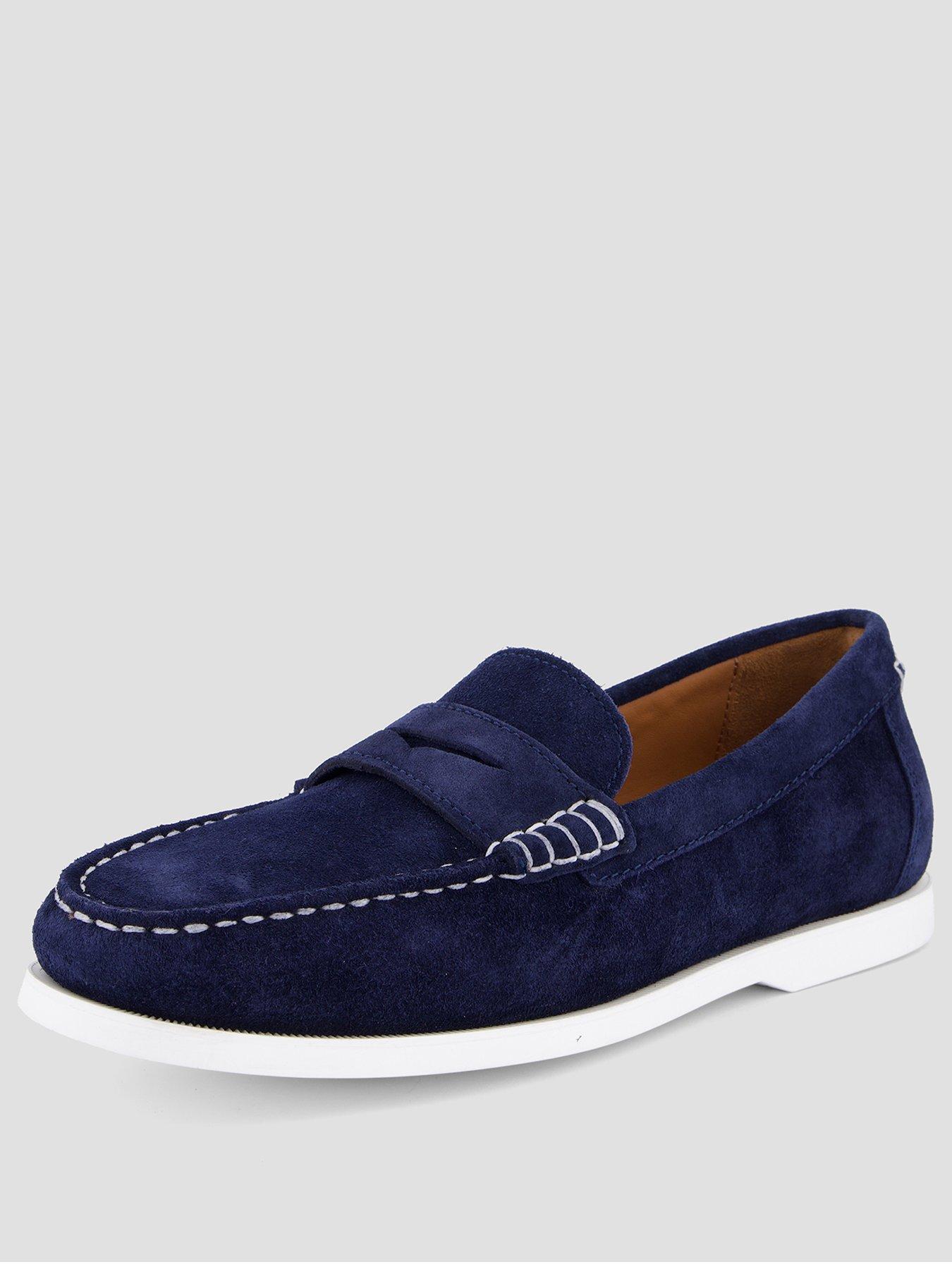 Image 2 of 7 of Polo Ralph Lauren Mens Suede Slip-On Penny Loafers - Navy