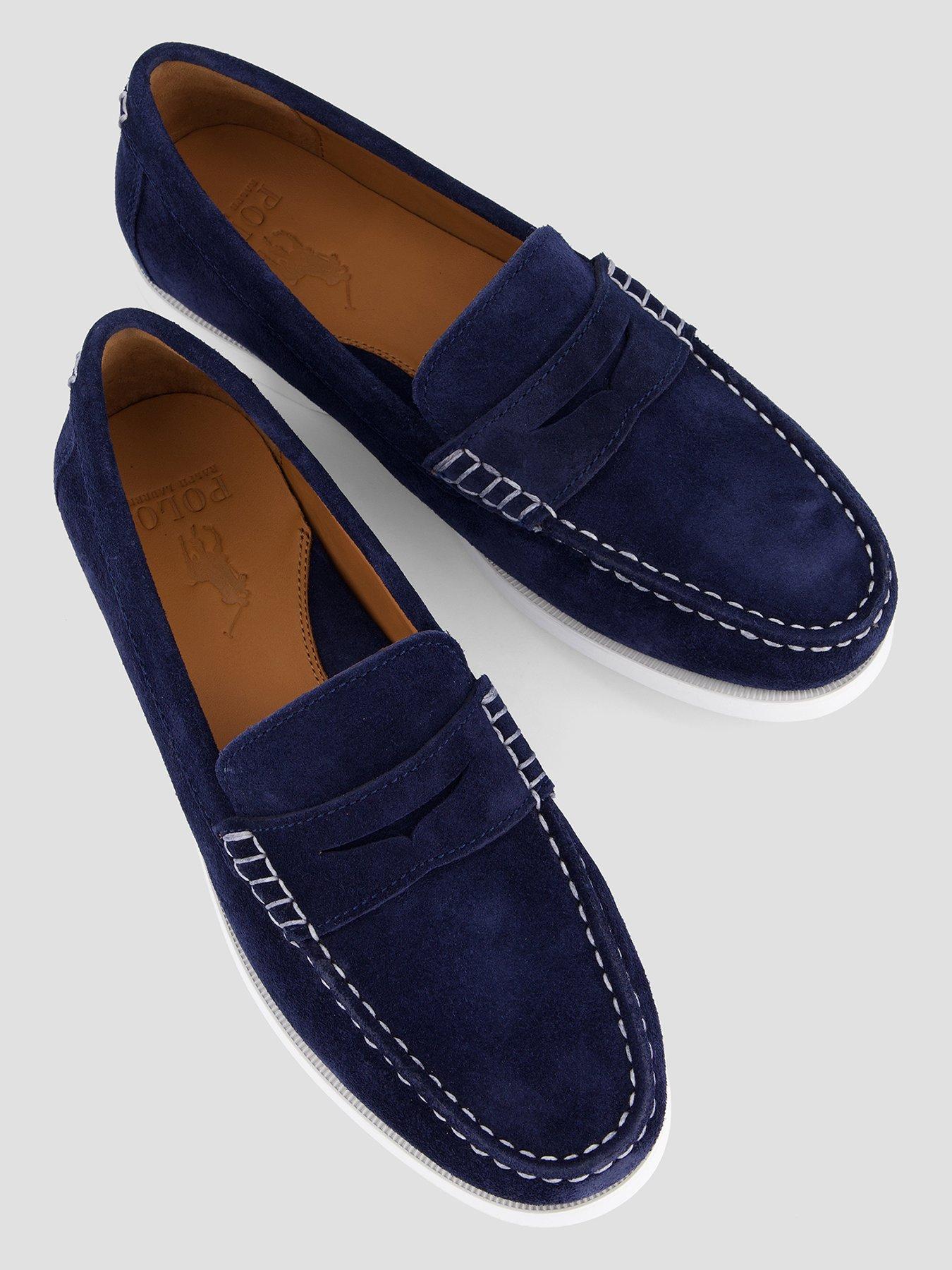 Image 3 of 7 of Polo Ralph Lauren Mens Suede Slip-On Penny Loafers - Navy