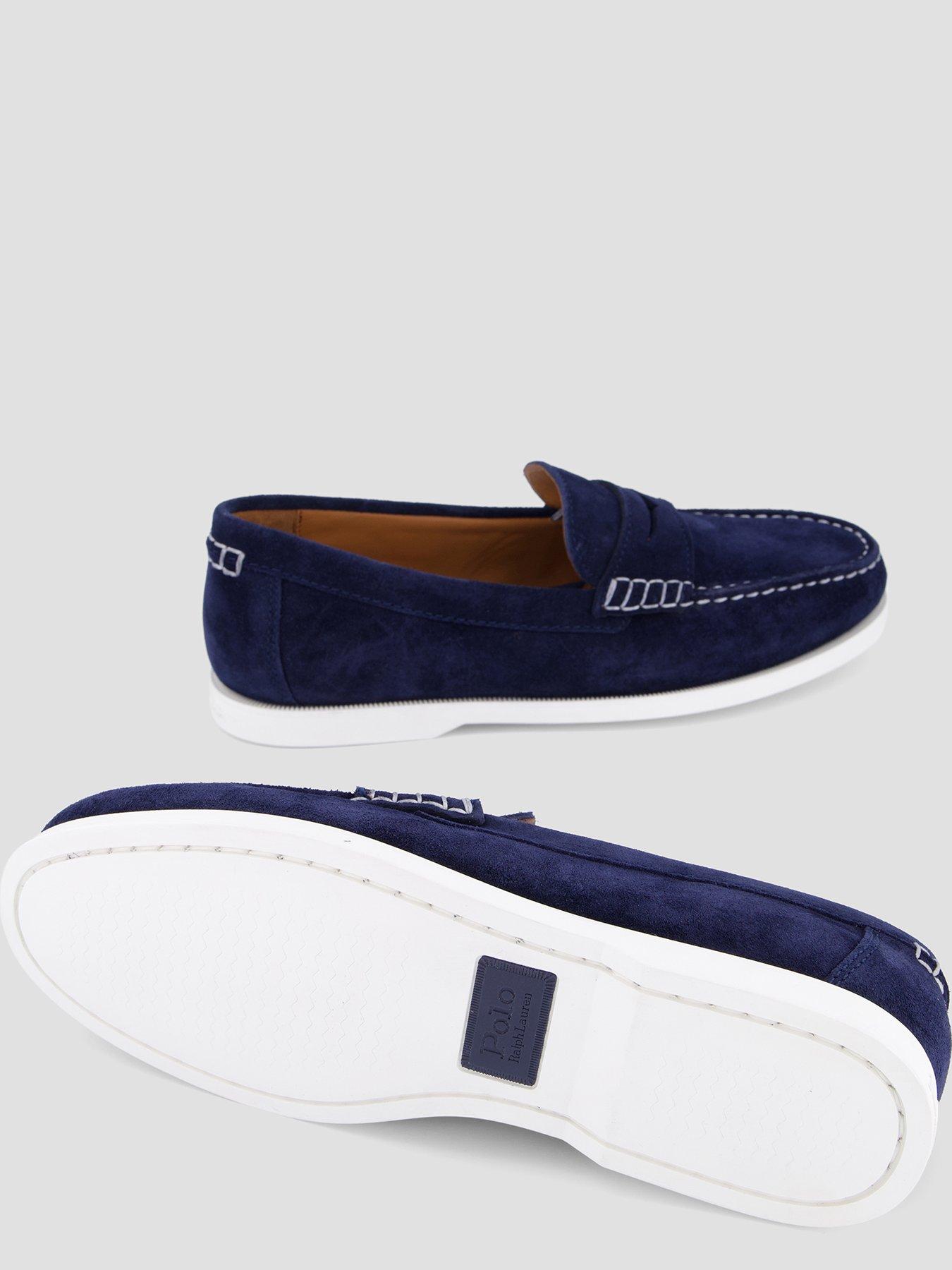Image 4 of 7 of Polo Ralph Lauren Mens Suede Slip-On Penny Loafers - Navy