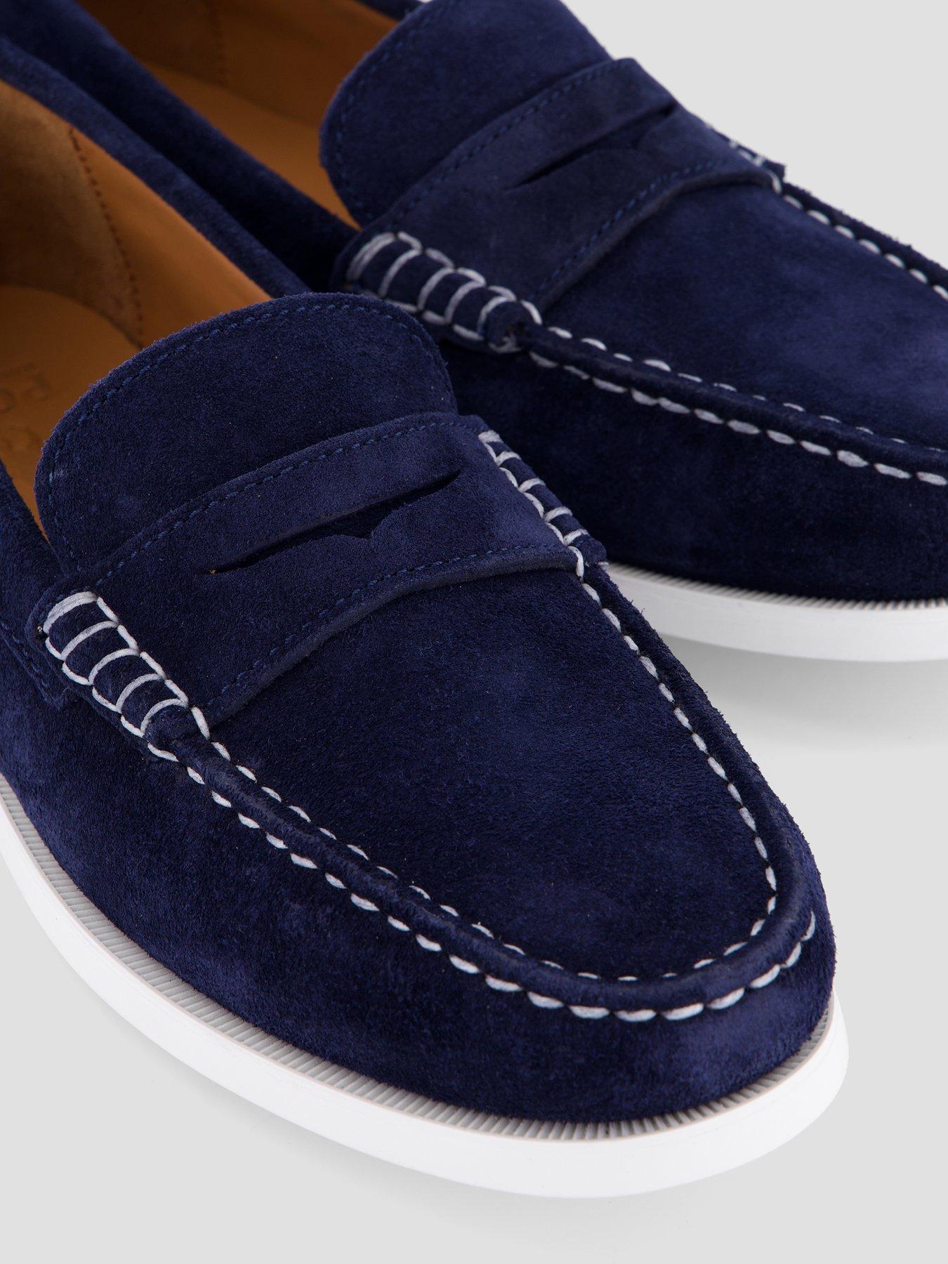 Image 5 of 7 of Polo Ralph Lauren Mens Suede Slip-On Penny Loafers - Navy