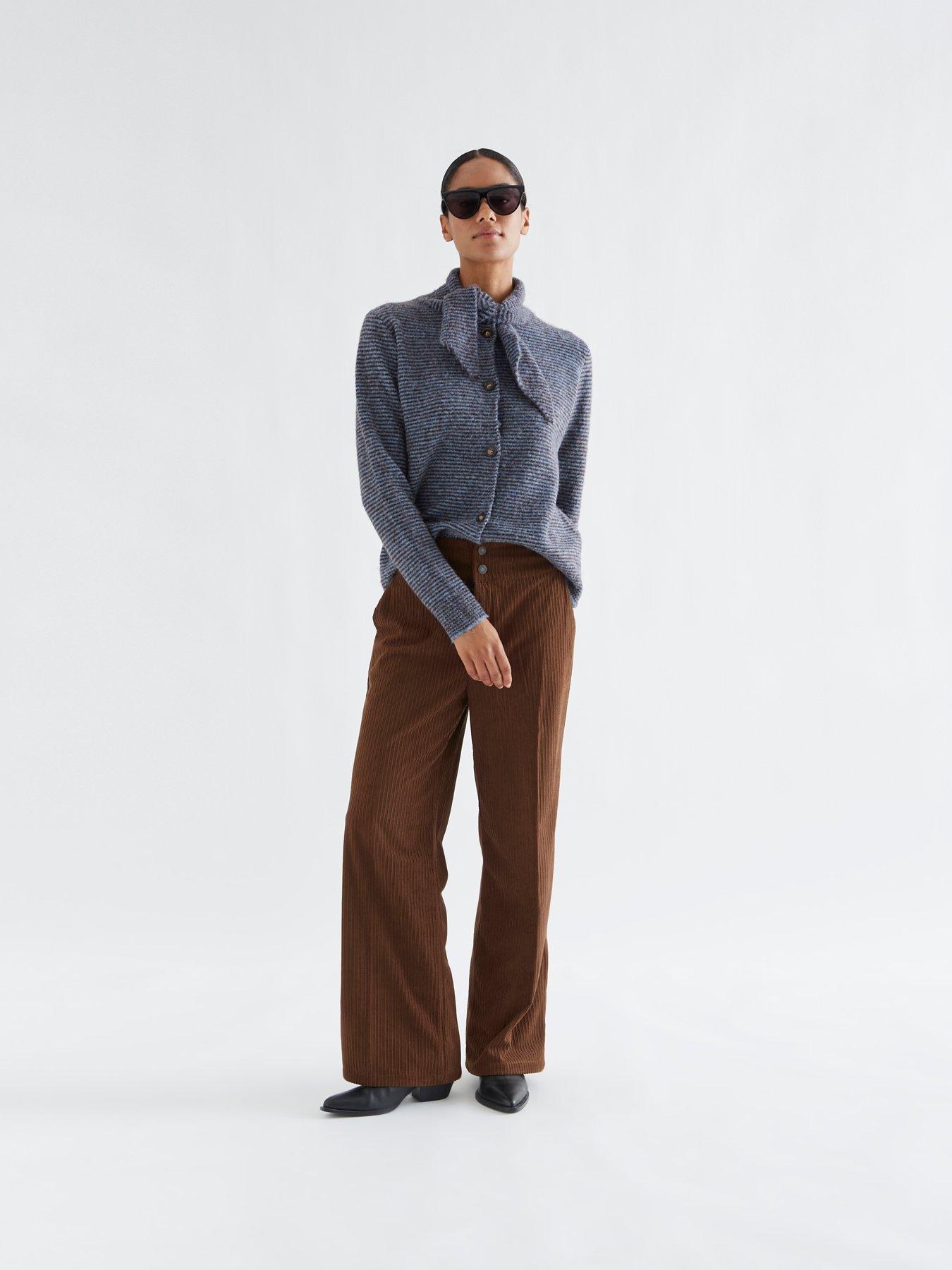 Image 3 of 5 of Compania Fantastica Women's Striped Tie Neck Cardigan - Blue