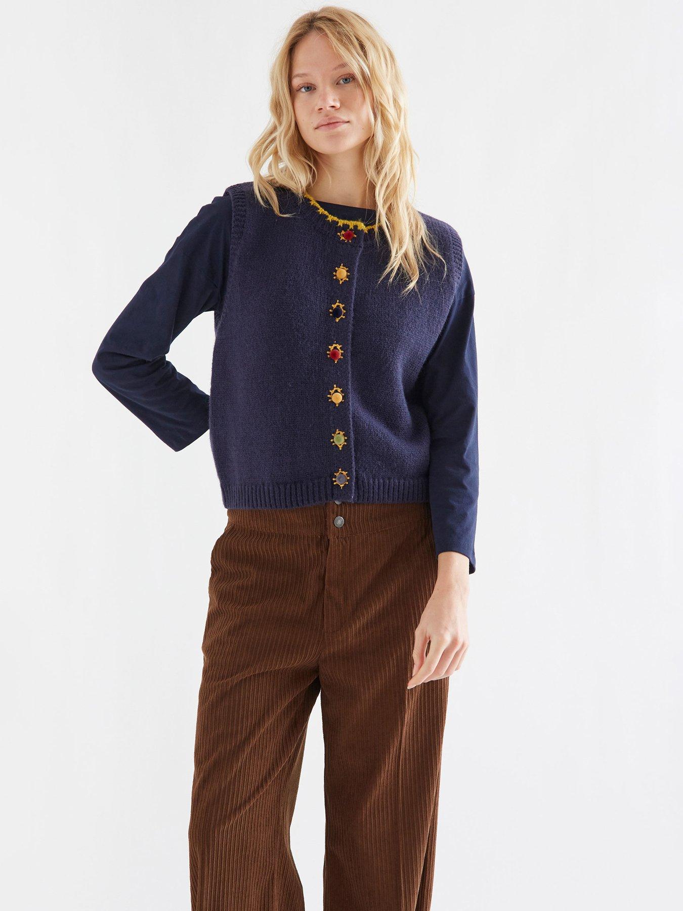 Image 1 of 5 of Compania Fantastica Button Detail Knit Vest - Blue