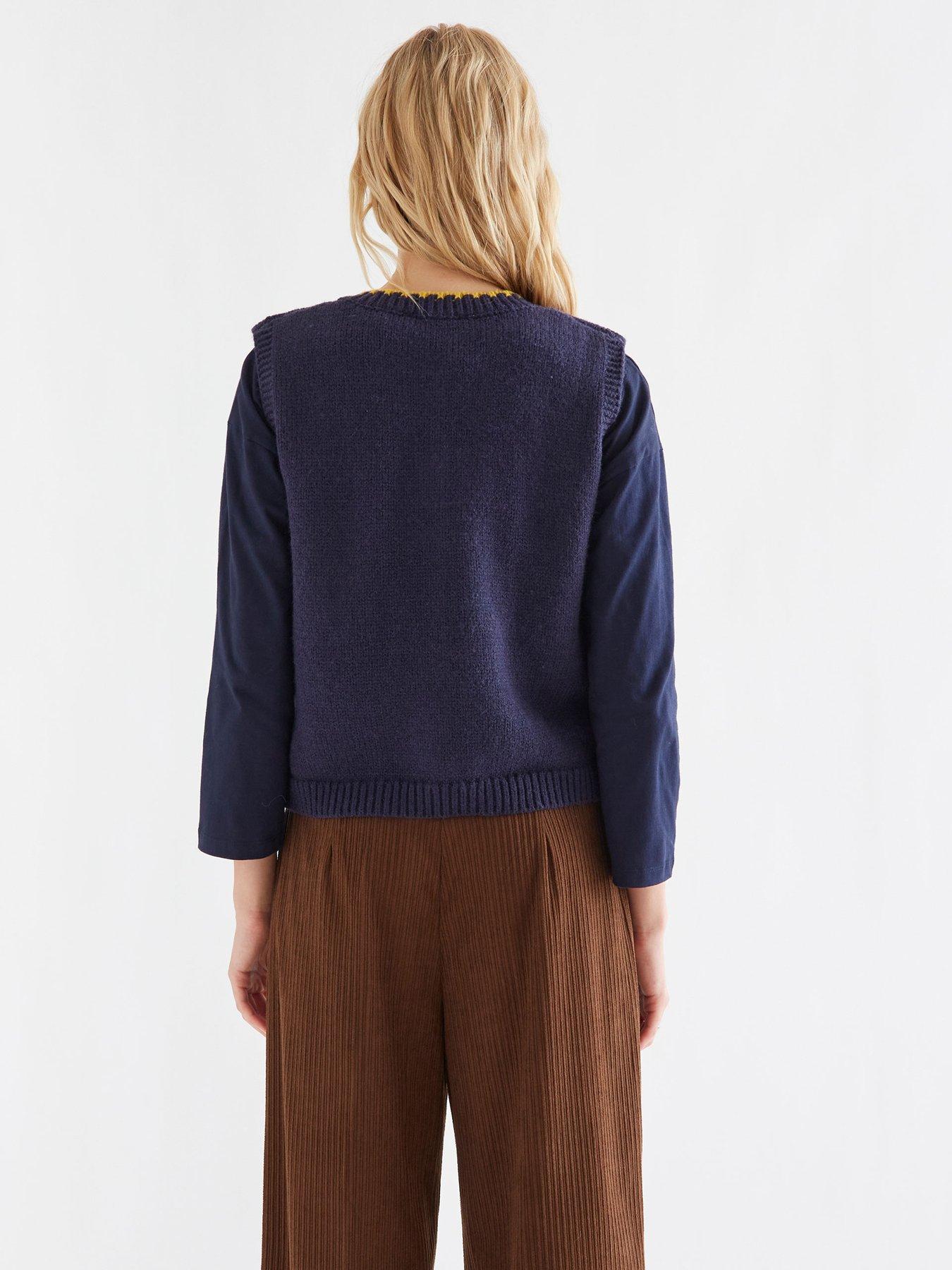 Image 2 of 5 of Compania Fantastica Button Detail Knit Vest - Blue