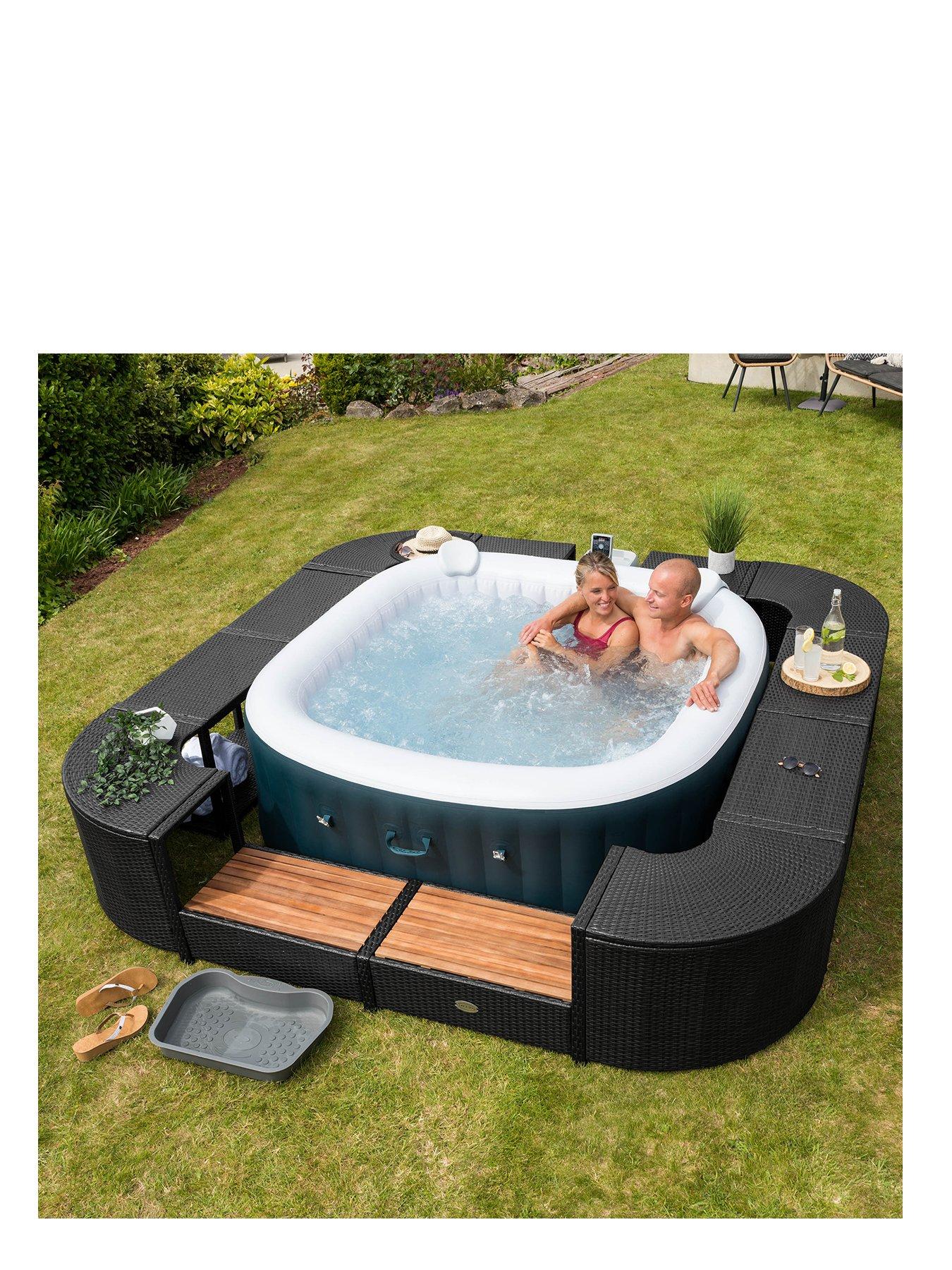 Lay-Z-Spa Square Rattan Hot Tub Surround with Storage 188cm, Black