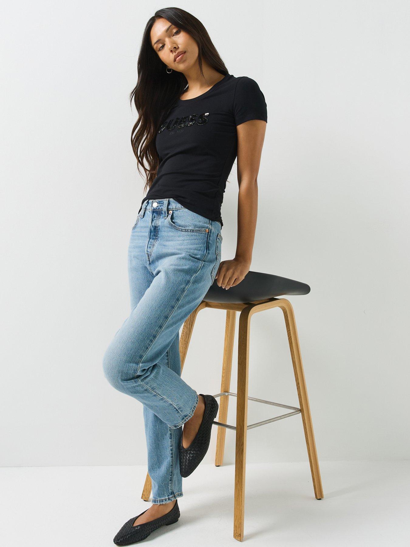 Guess Short Sleeve Logo Sequins T-shirt