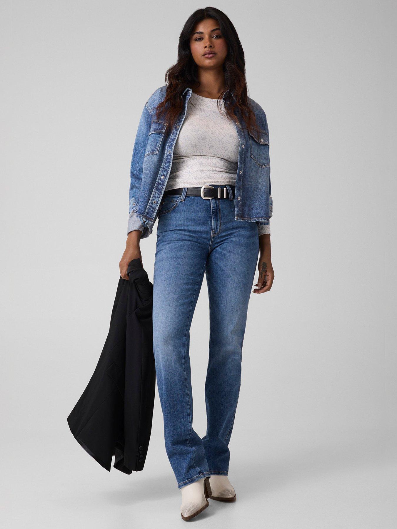 Image 1 of 4 of Guess Sexy Straight Jeans - Blue