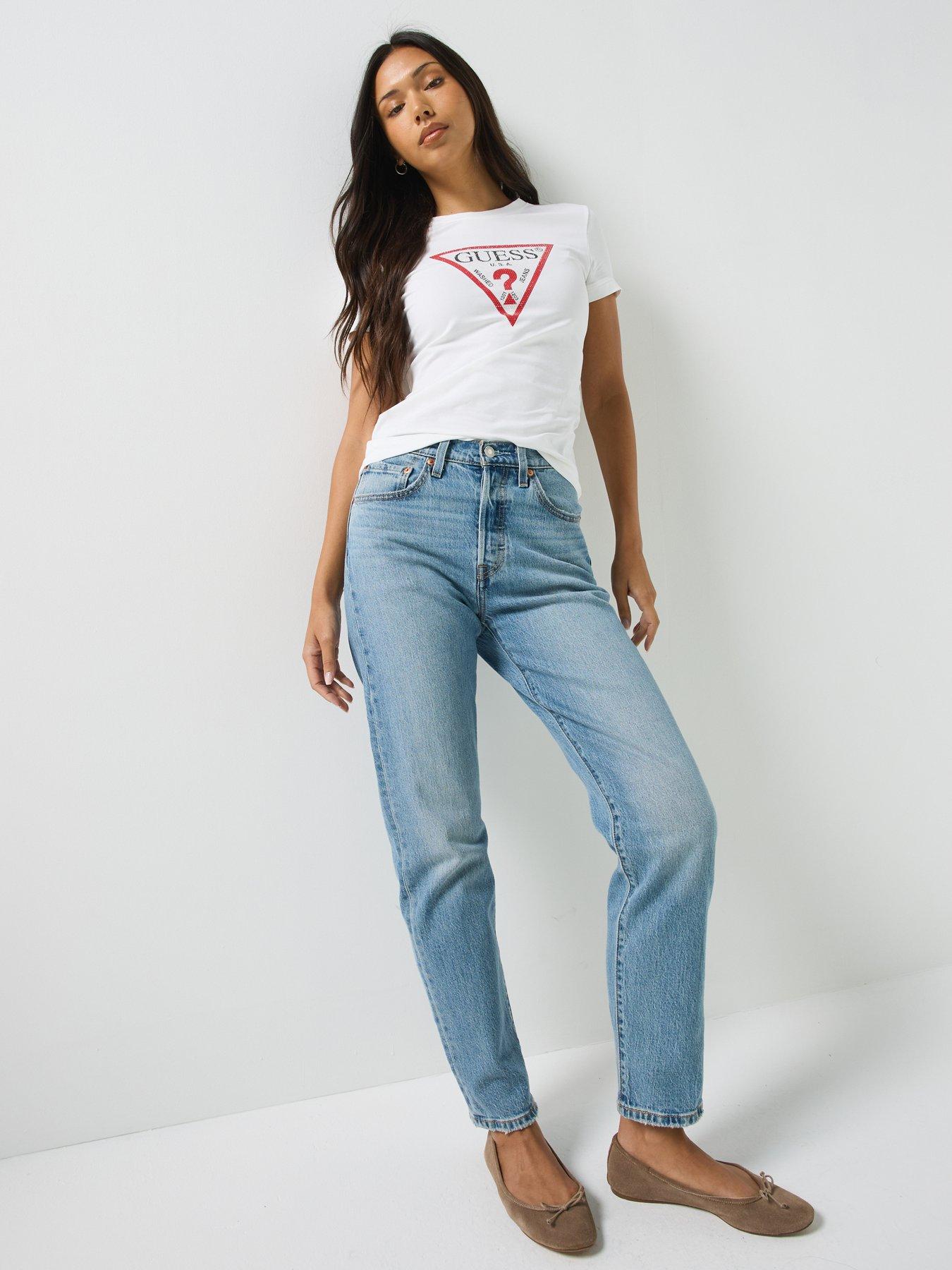 Image 3 of 5 of Guess New Short Sleeve Original Hotfix T-Shirt - White