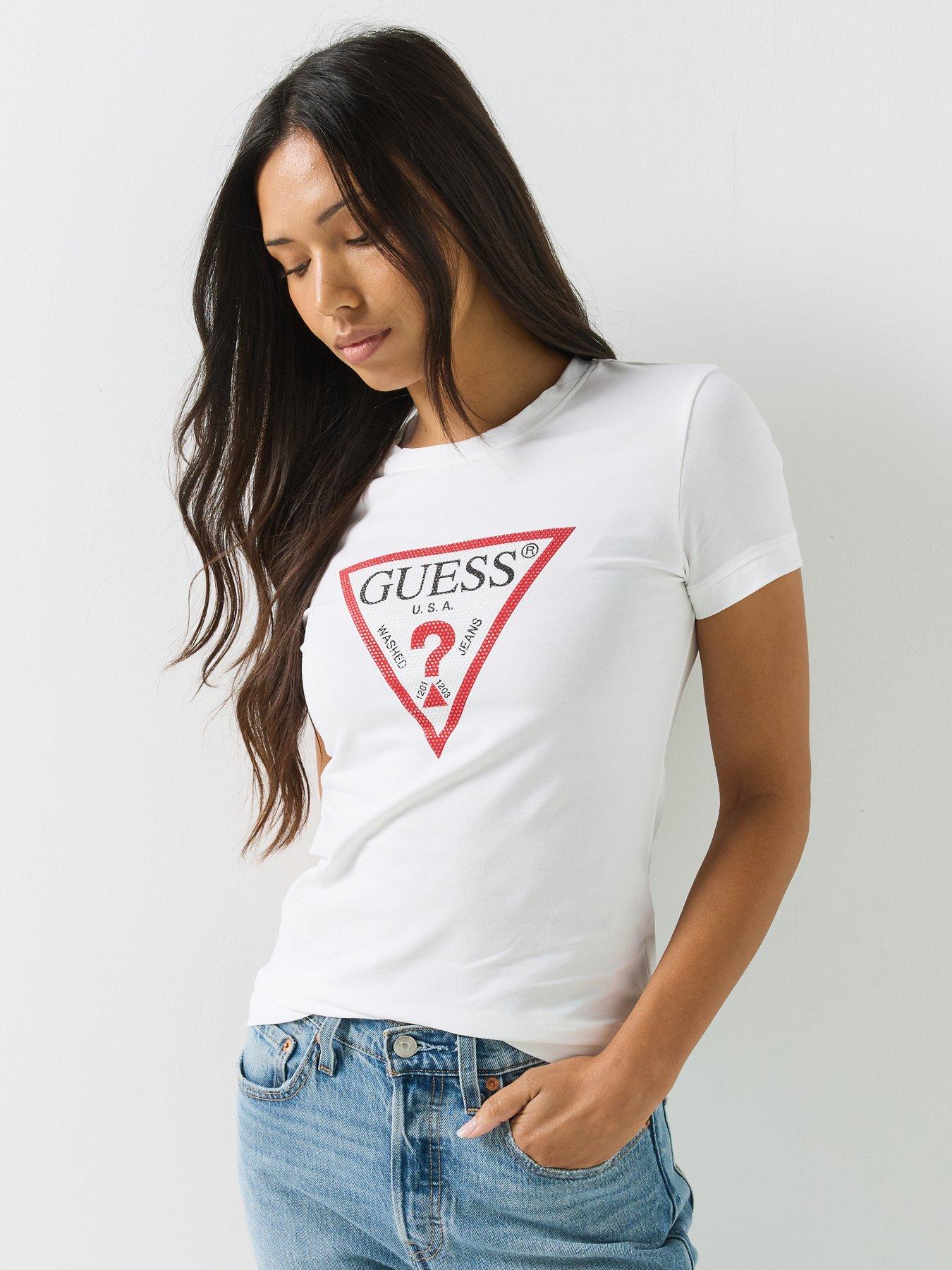 Image 4 of 5 of Guess New Short Sleeve Original Hotfix T-Shirt - White
