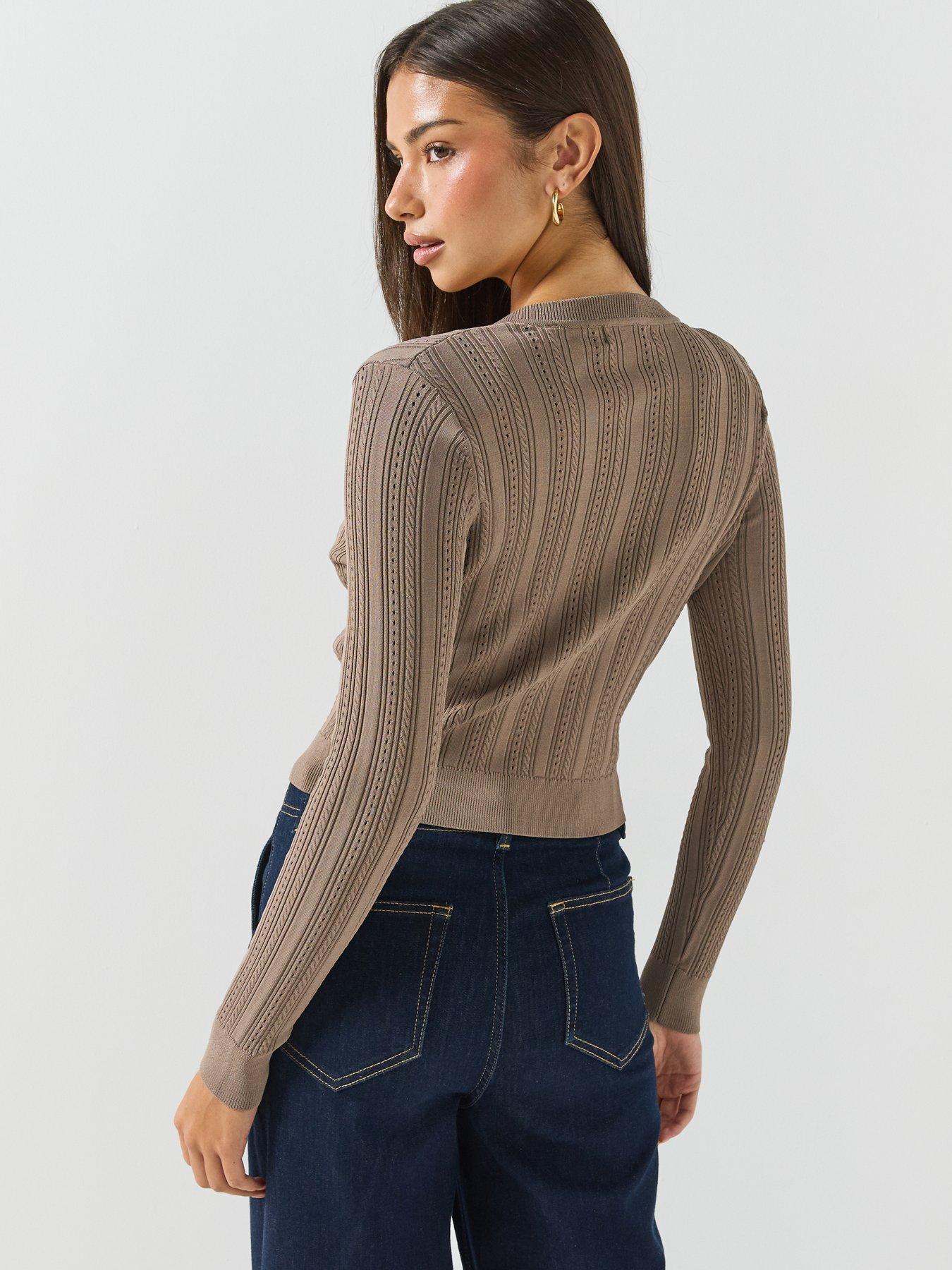 Image 2 of 6 of Guess Guess Long Sleeve Carmen Cardi Sweater - Grey