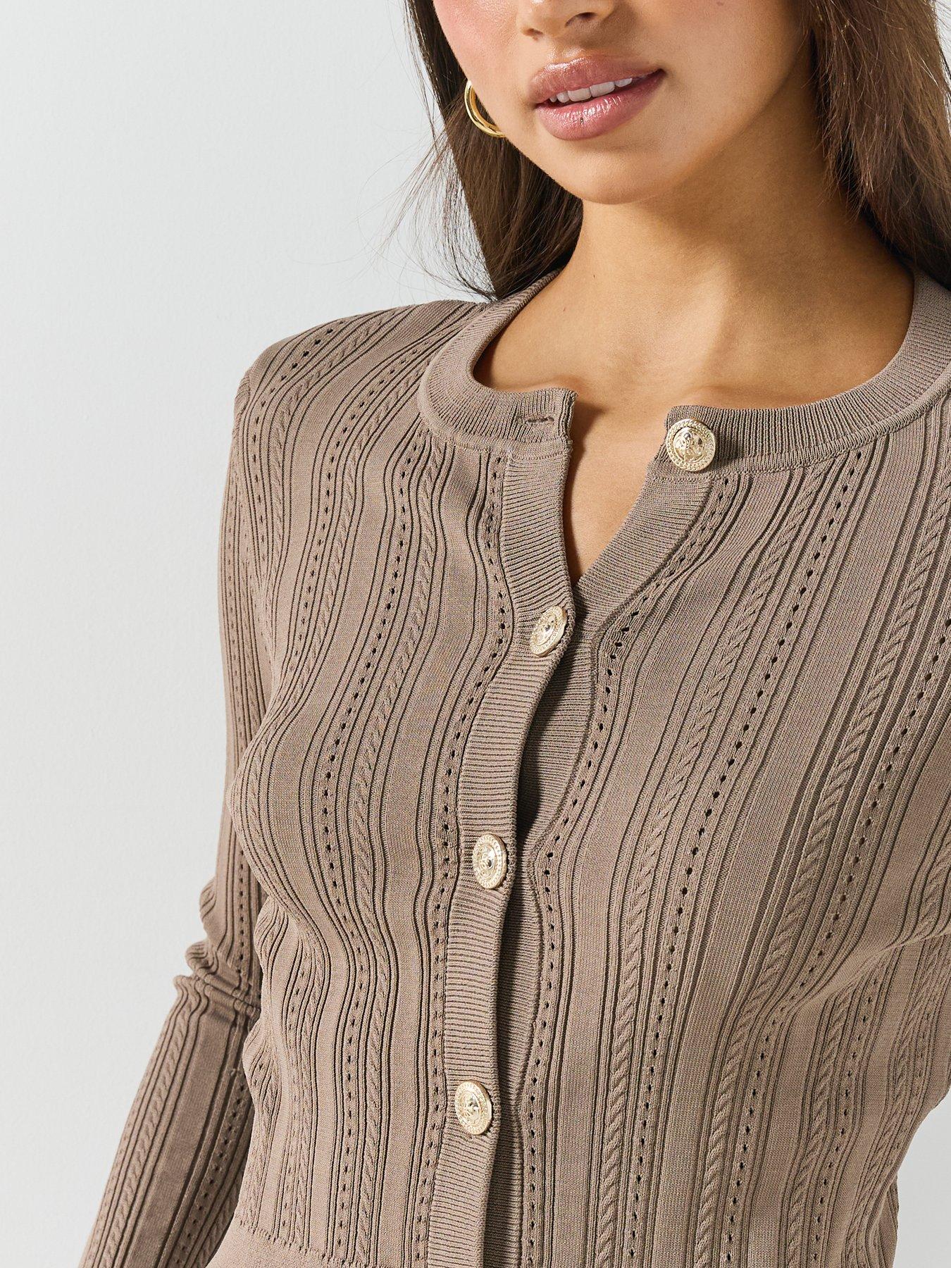 Image 6 of 6 of Guess Guess Long Sleeve Carmen Cardi Sweater - Grey