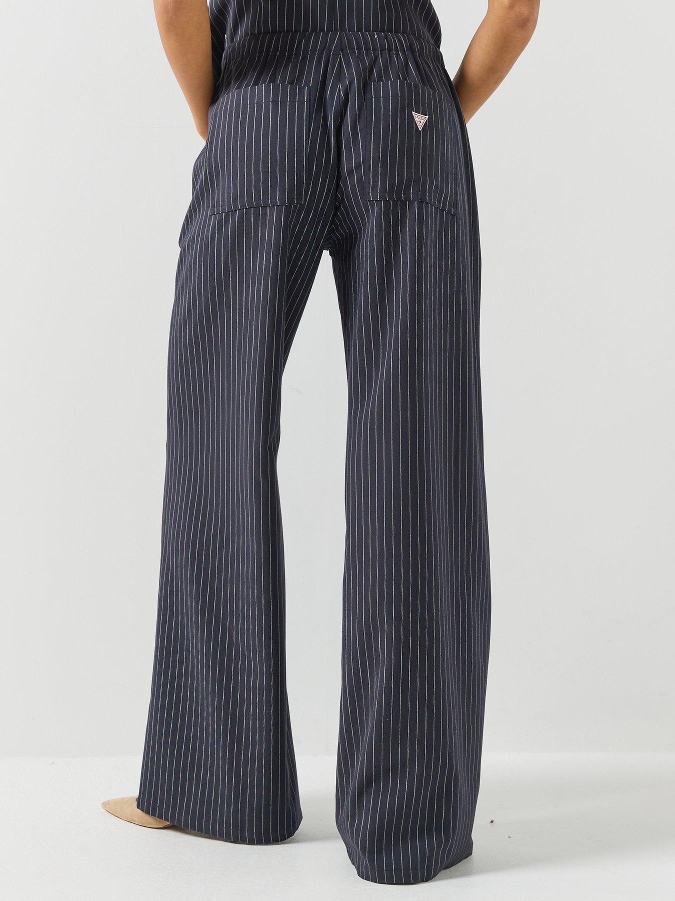 Image 2 of 6 of Guess Jeans Womens Pull-On Tie Waist Wide Leg Trousers - Blue