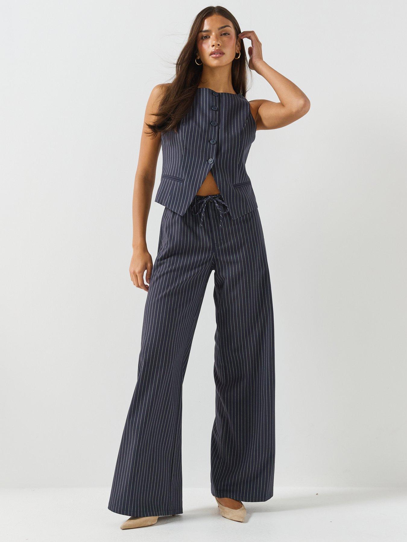 Image 3 of 6 of Guess Jeans Womens Pull-On Tie Waist Wide Leg Trousers - Blue