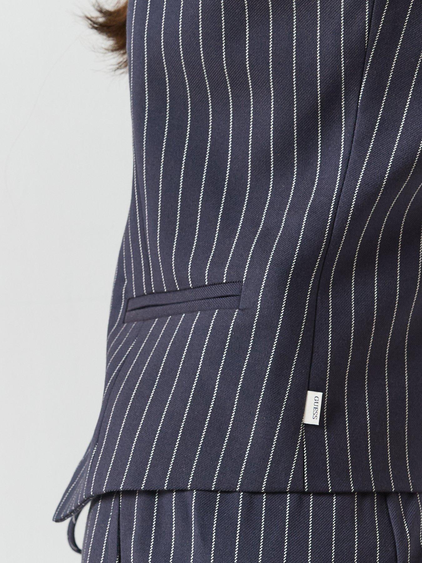 Image 6 of 6 of Guess Jeans Fitted Pinstripe Vest - Blue