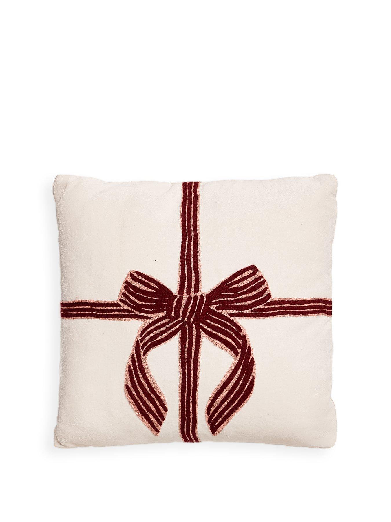 Image 2 of 5 of The Very Collection Christmas Bow Embroidered Cushion