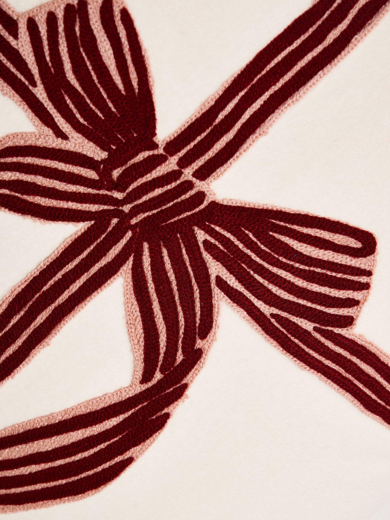Image 3 of 5 of The Very Collection Christmas Bow Embroidered Cushion