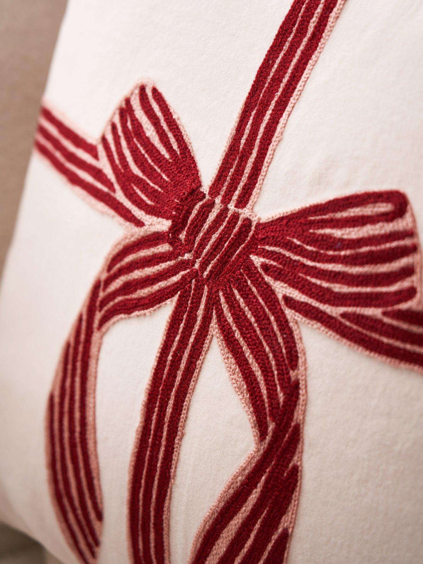 Image 4 of 5 of The Very Collection Christmas Bow Embroidered Cushion
