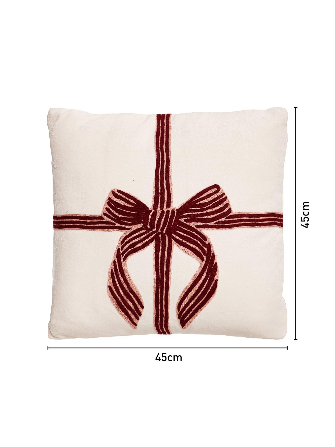 Image 5 of 5 of The Very Collection Christmas Bow Embroidered Cushion