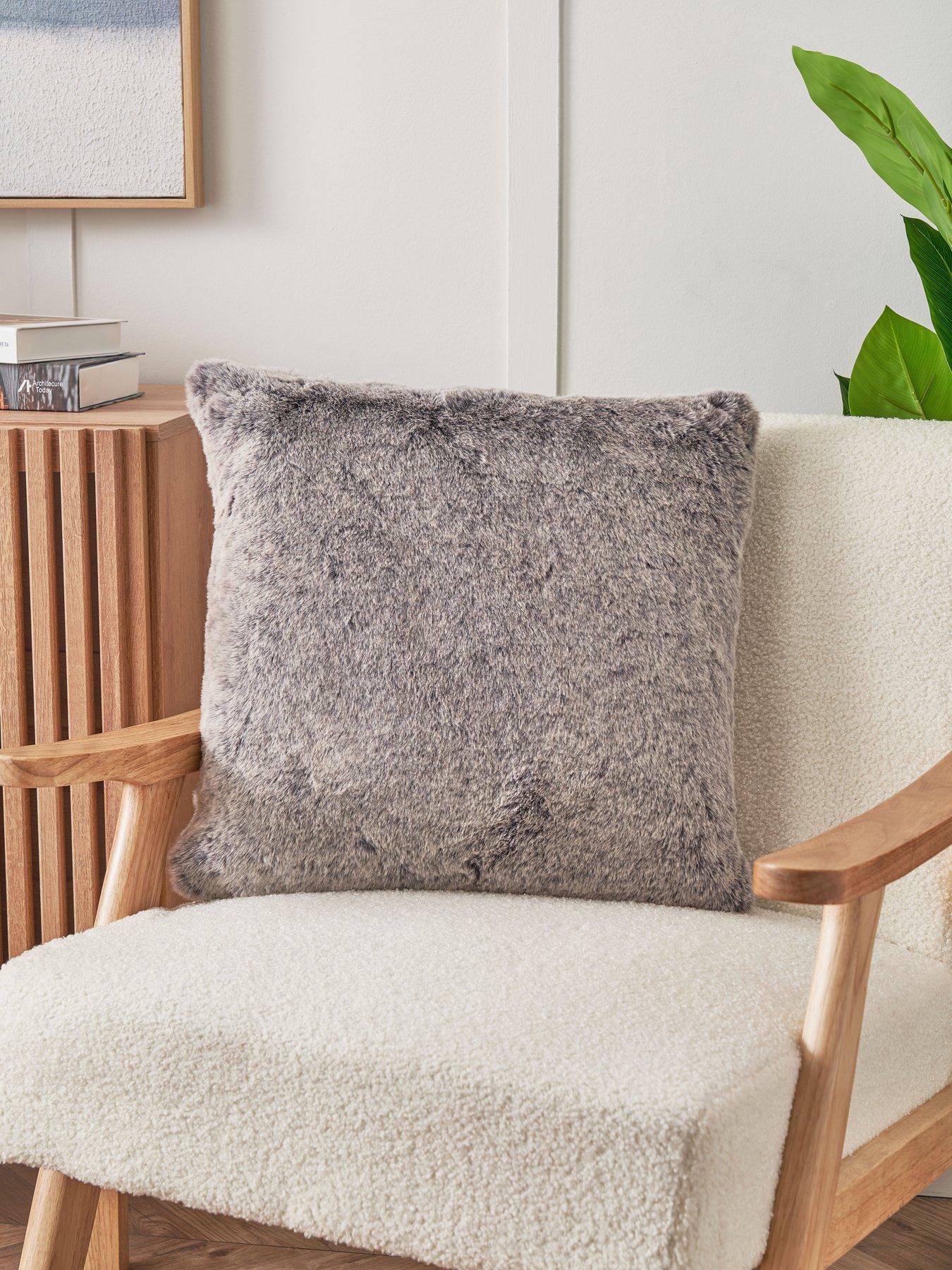 The Very Collection Luxury Nordic Faux Fur Cushion - Grey