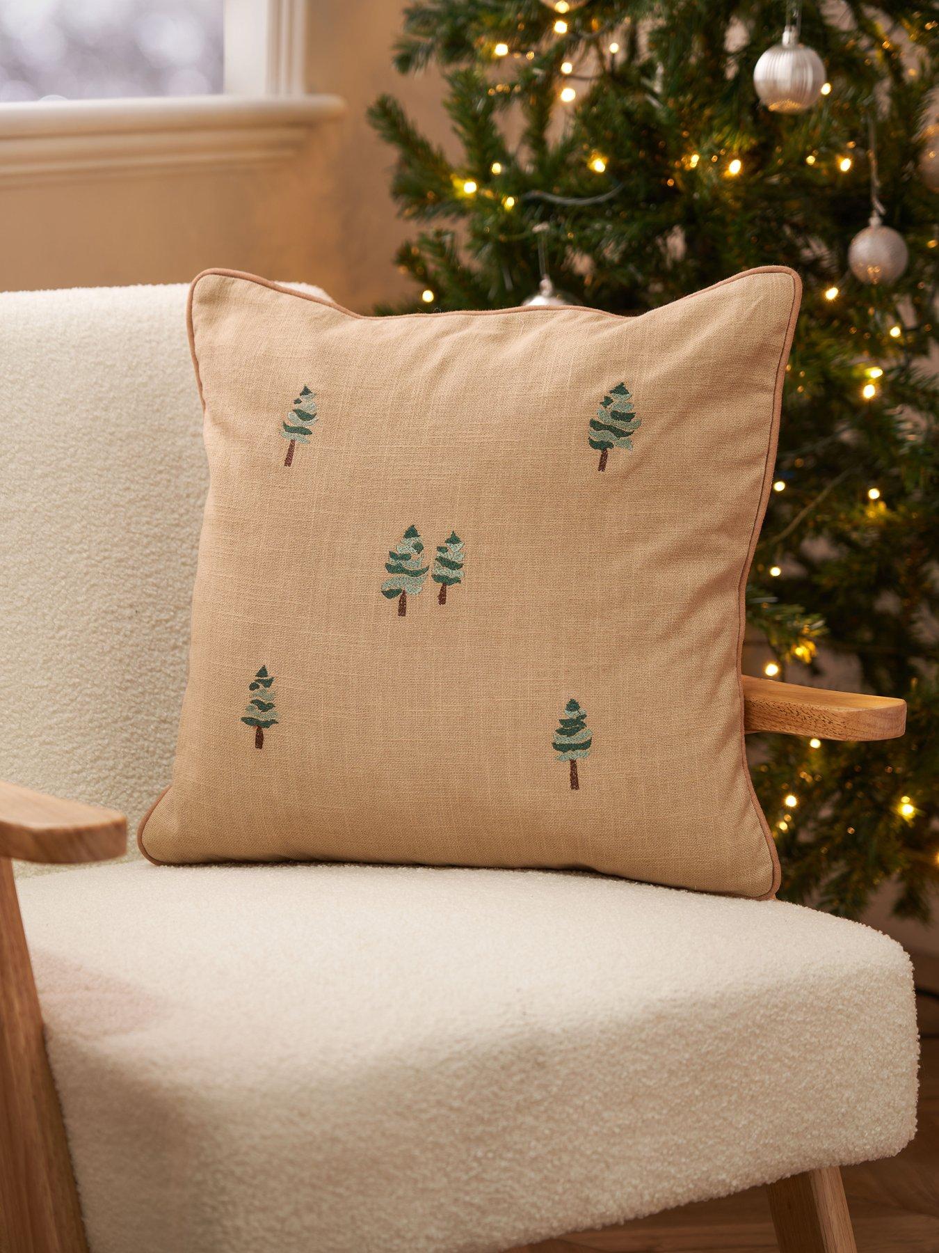 The Very Collection Mini Embroidered Christmas Tree Cushion
