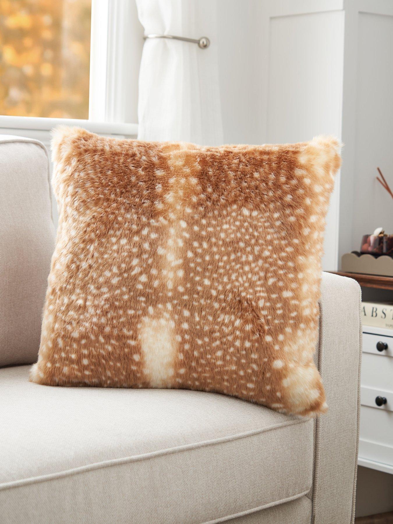 The Very Collection Fawn Faux Fur Cushion - Brown