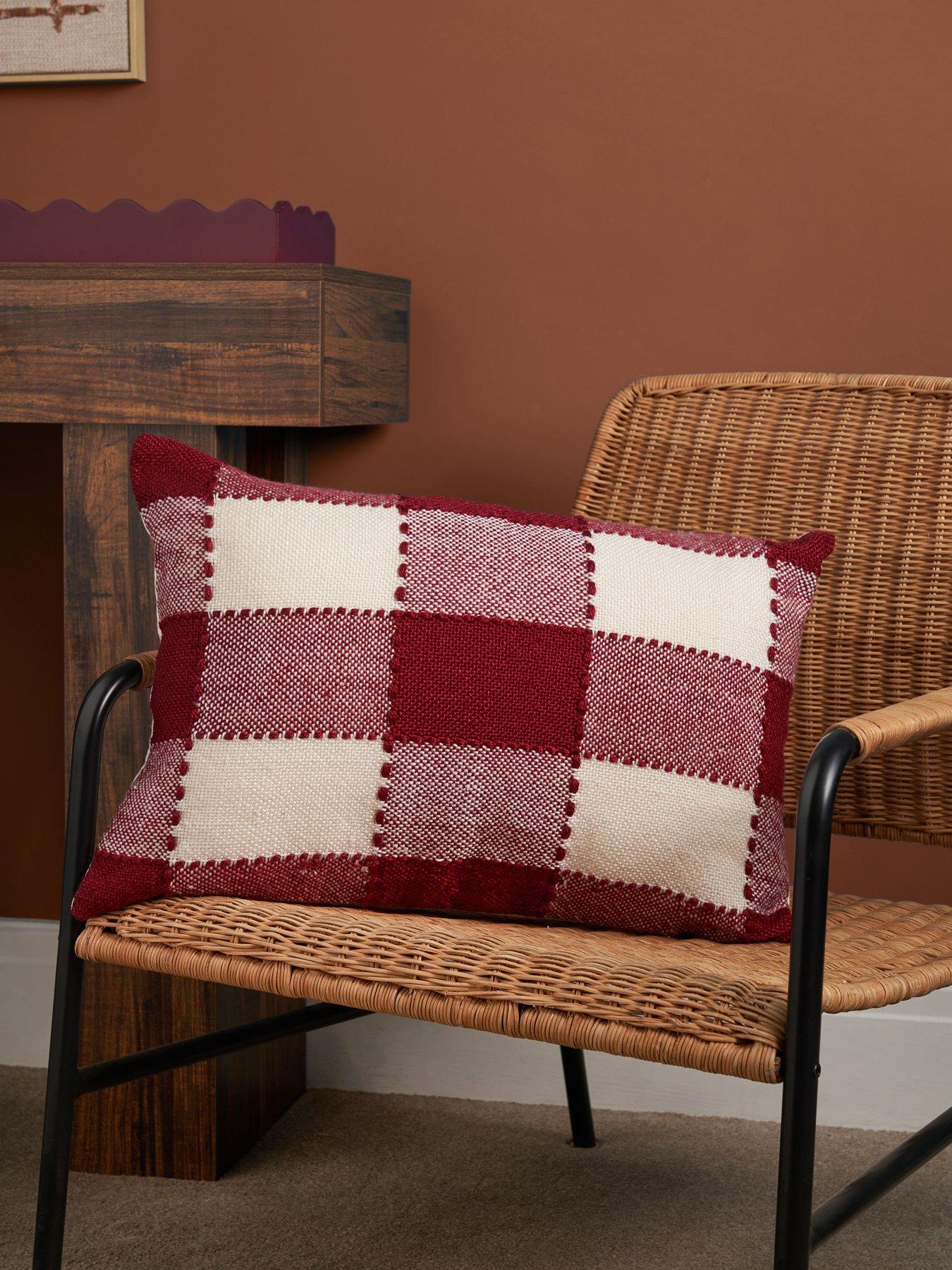 The Very Collection Woven Country Check Bolster Cushion