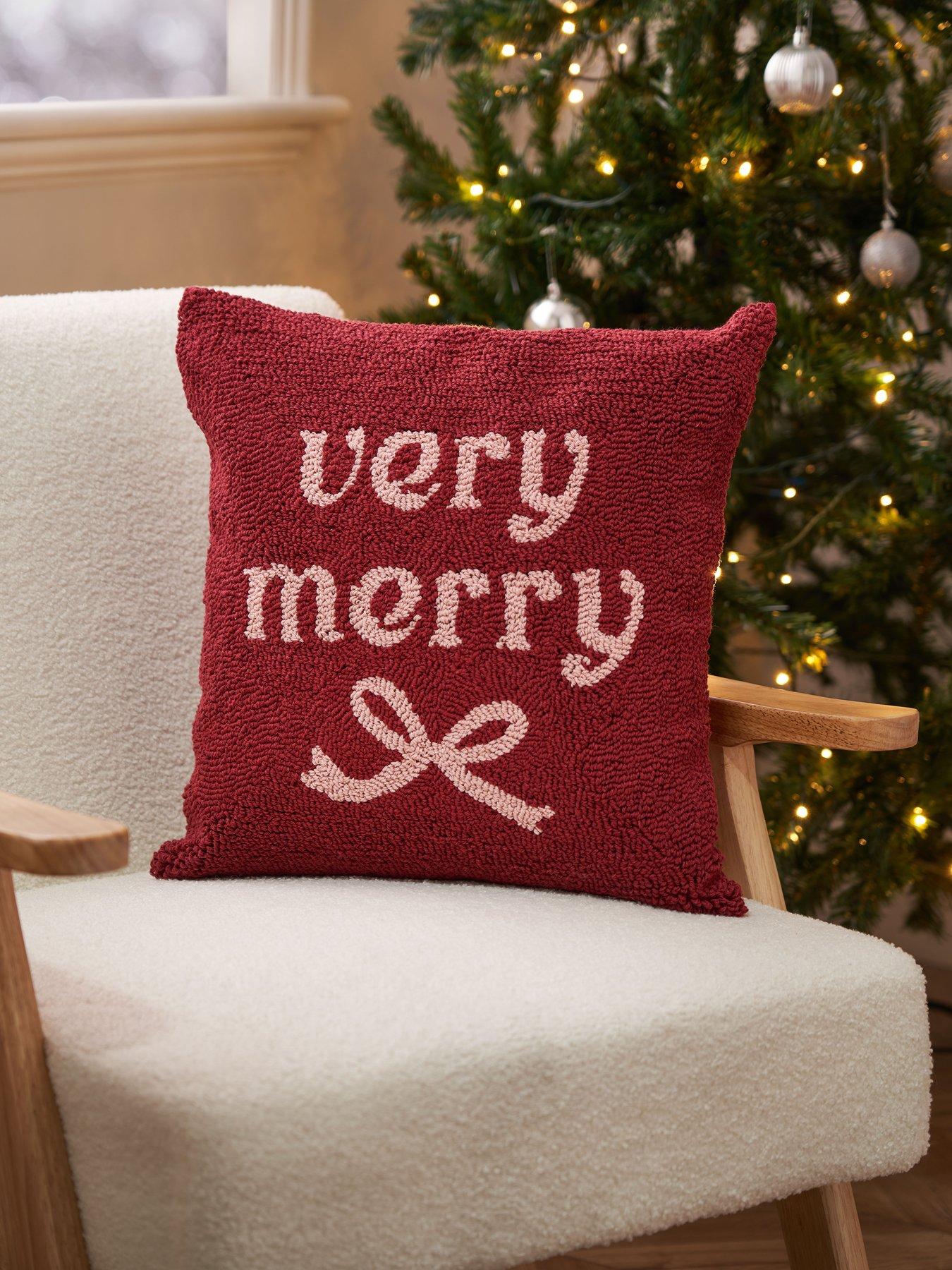 The Very Collection Very Merry Woven Cushion 45x45cm - Burgundy