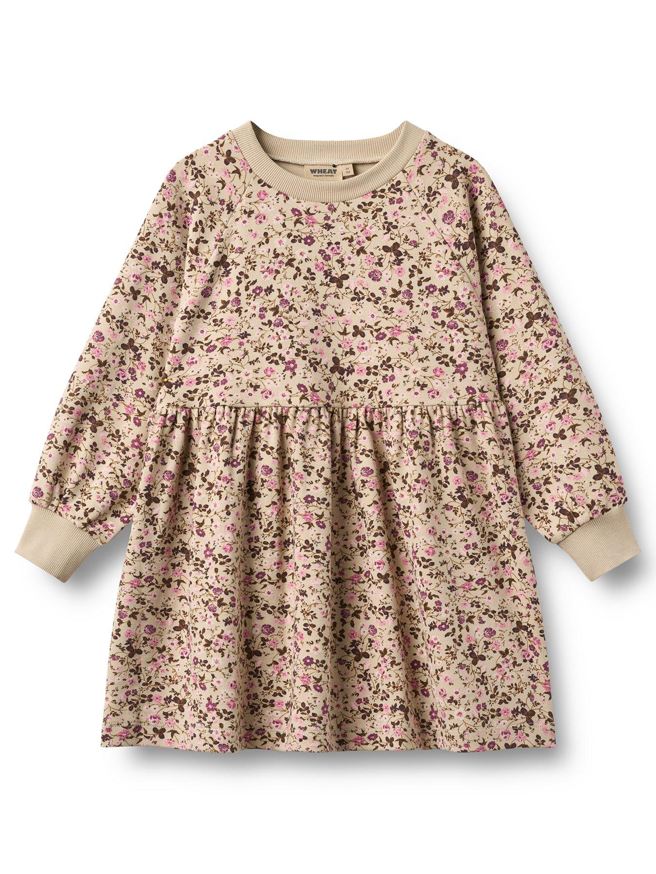 Wheat Girls Floral Dorthea Sweat Dress - Cream
