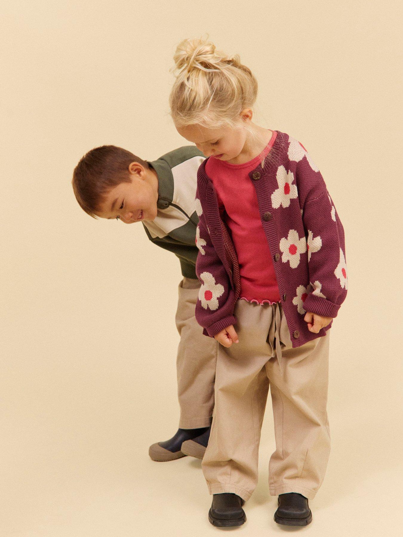 Wheat Girls Alvilda Floral Jacquard Cardigan - Dark Purple