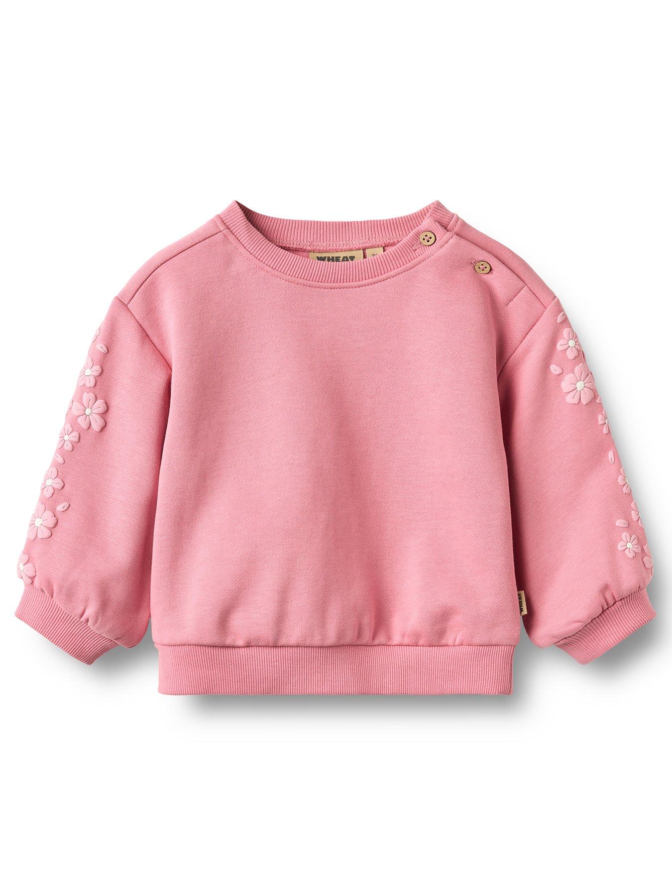 Wheat Baby Girls Eliza Floral Embroidered Sweat - Pink