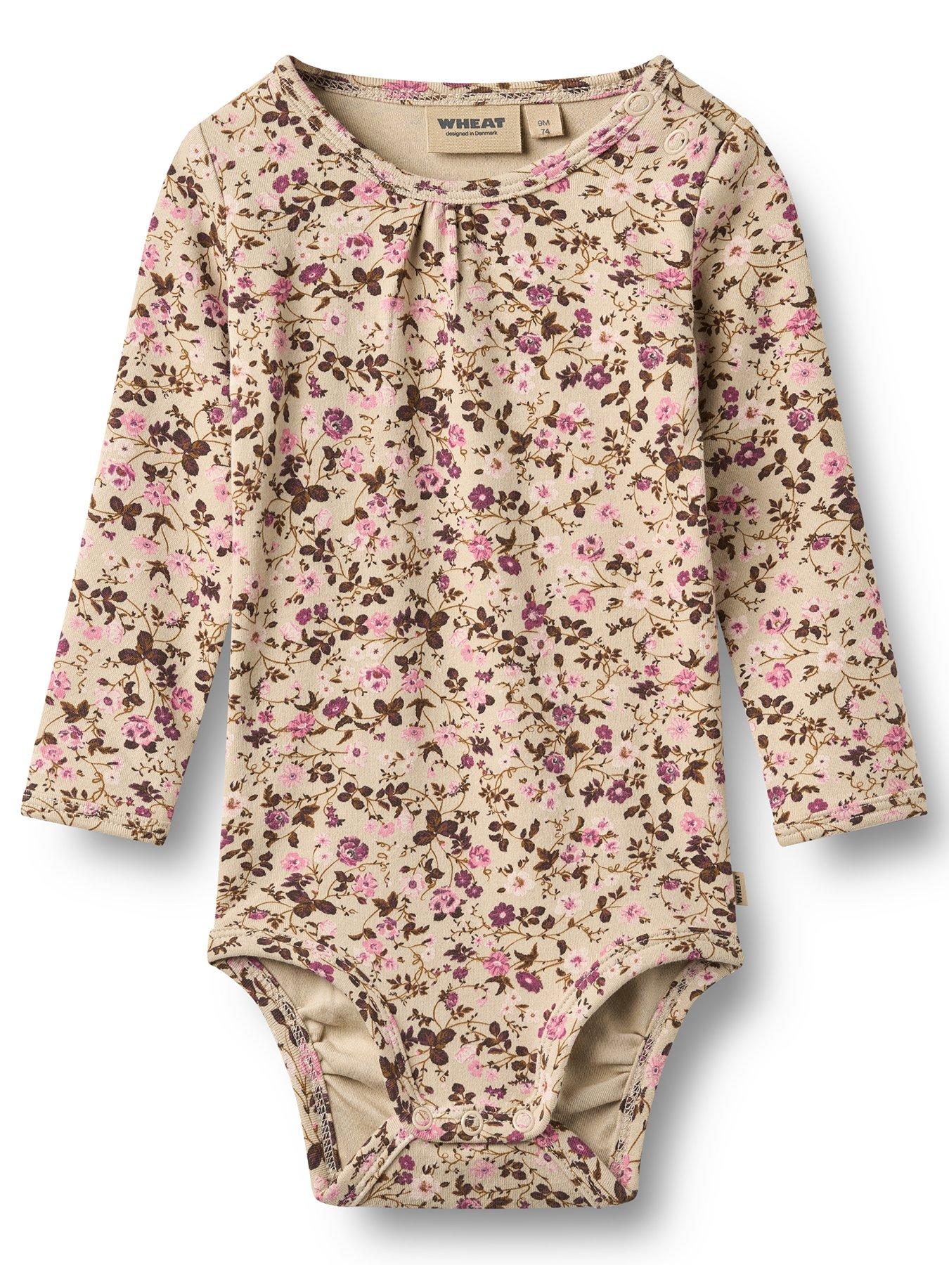 Wheat Baby Girls Liv Floral Long Sleeve Bodysuit - Cream