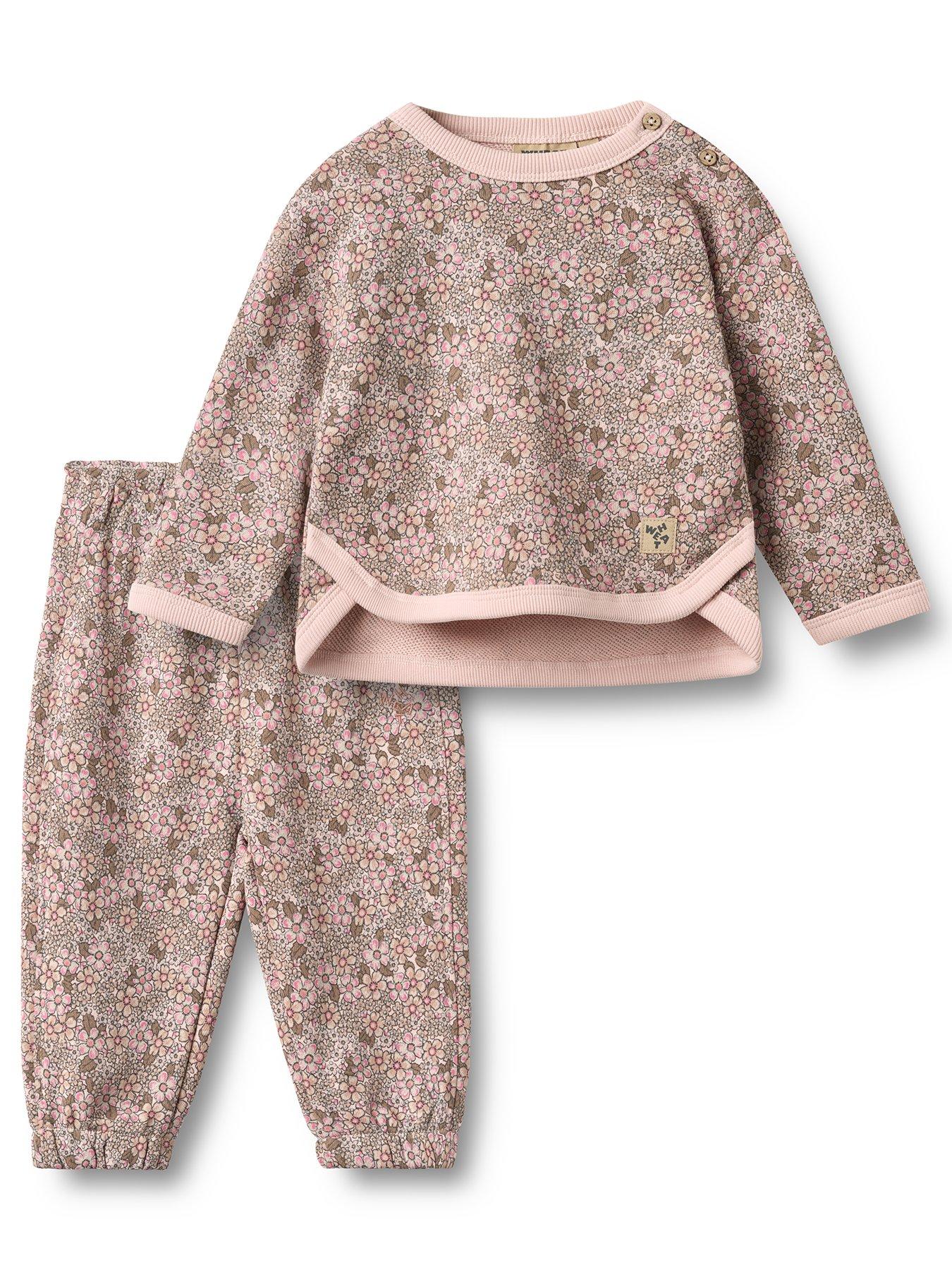 Wheat Baby Girls Emery 2 Piece Floral Sweat Set - Pink
