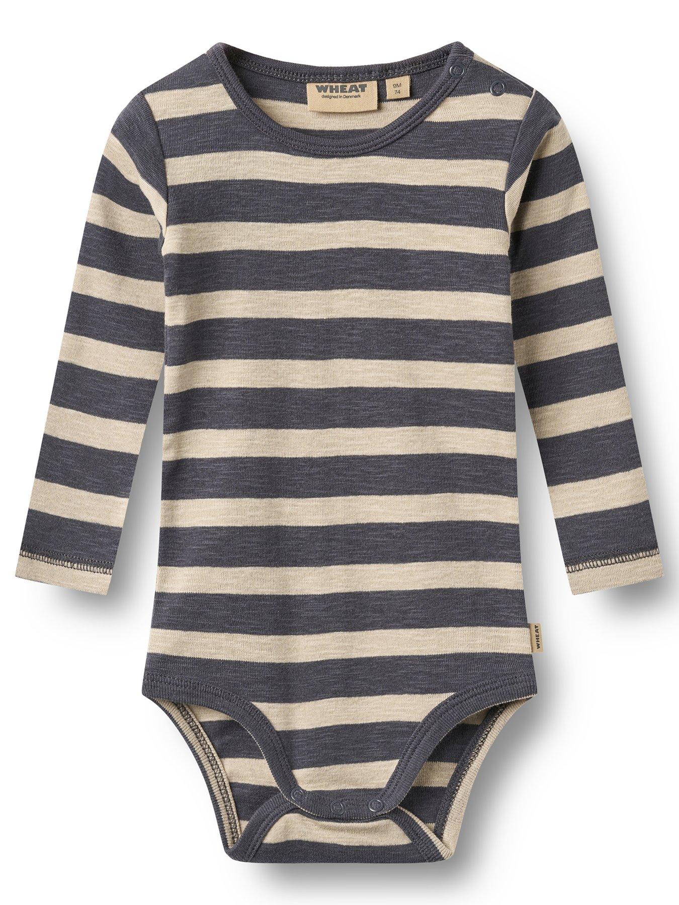Wheat Baby Boys Freddie Stripe Long Sleeve Bodysuit - Navy
