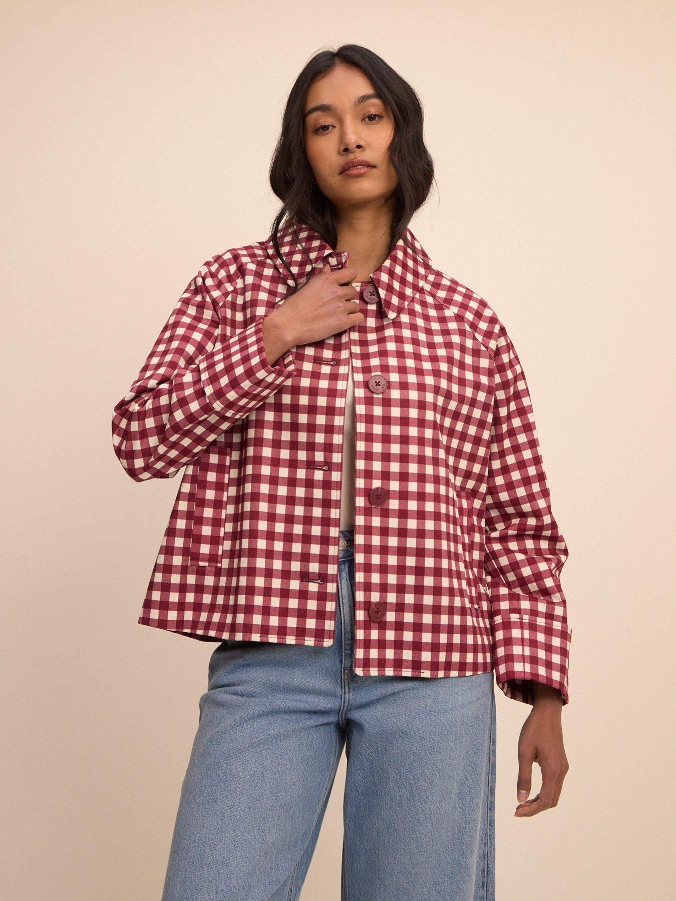 Image 1 of 5 of Nobodys Child Oyanti Gingham Swing Jacket - Red