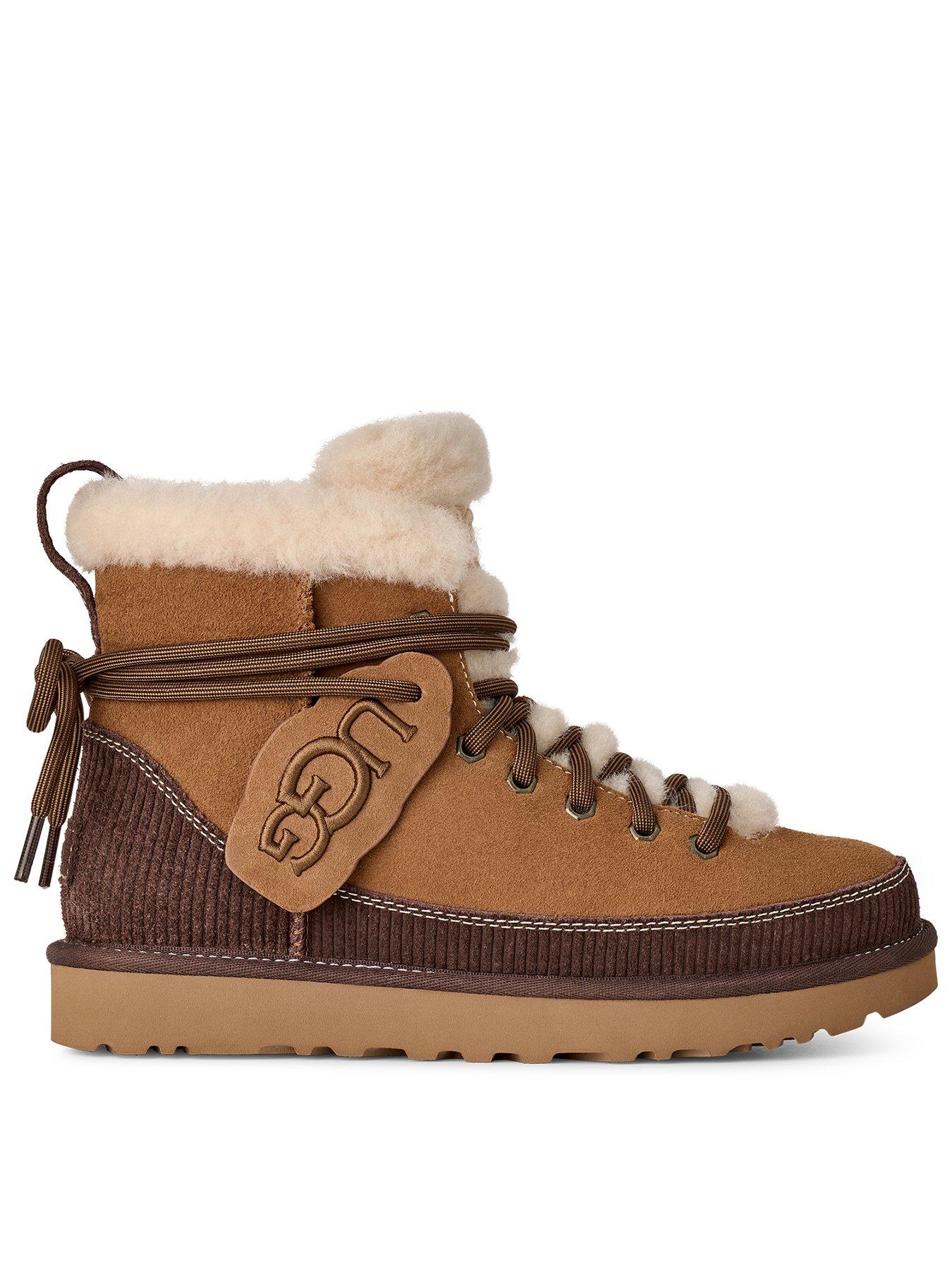 Image 1 of 7 of UGG Womens Classic Heritage Lace-Up Sheepskin Lined Suede Boots - Brown