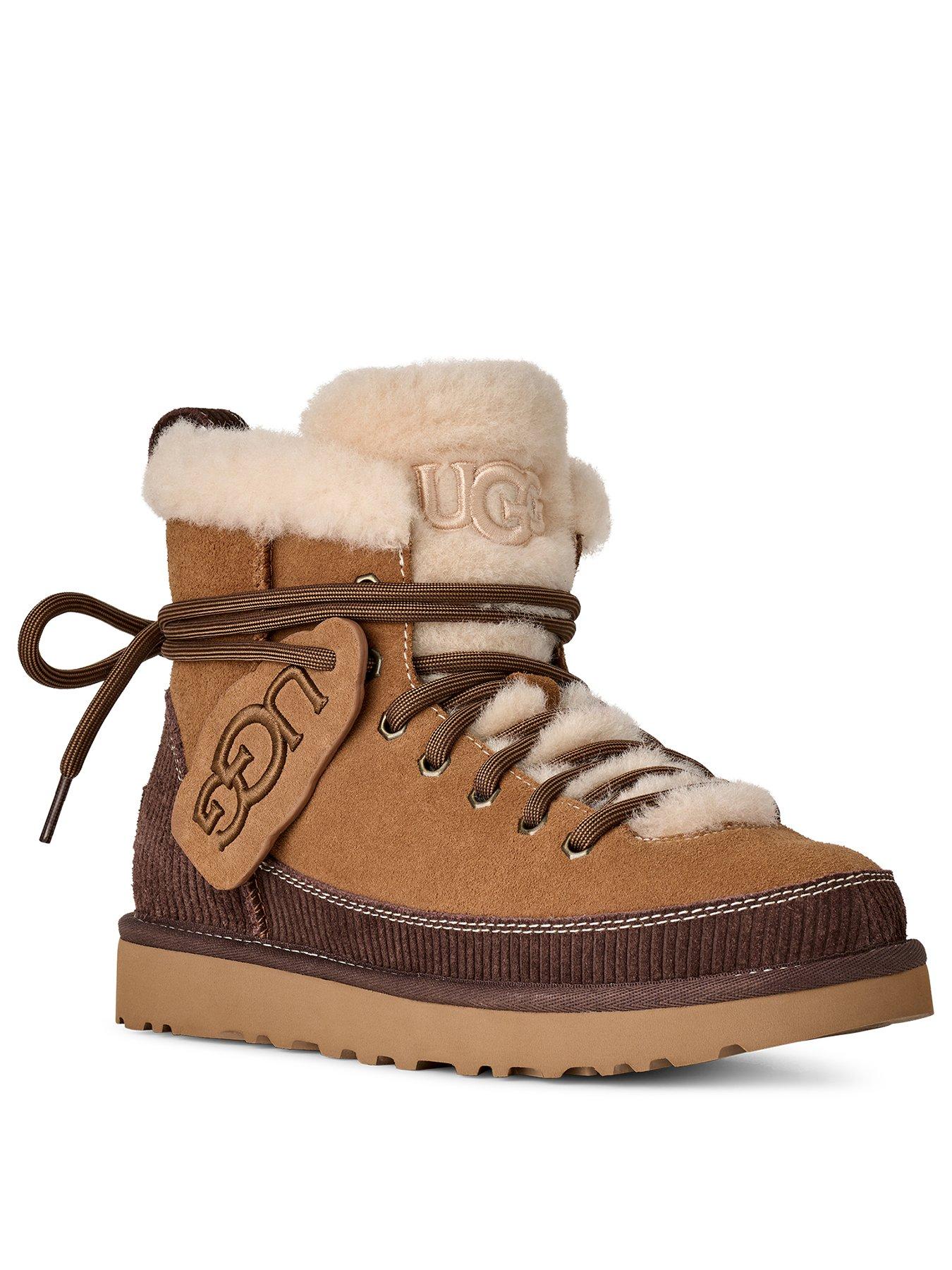 Image 2 of 7 of UGG Womens Classic Heritage Lace-Up Sheepskin Lined Suede Boots - Brown