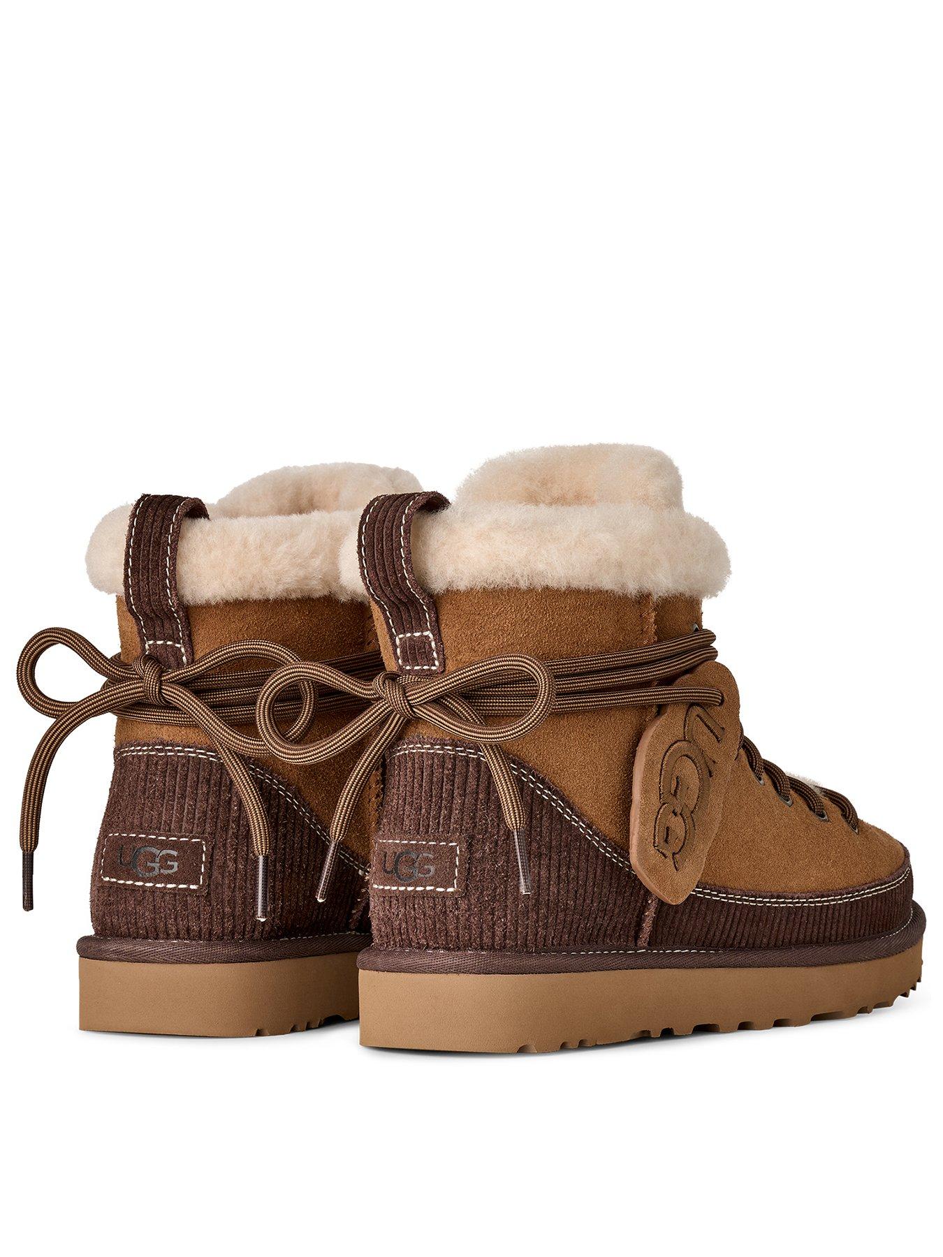 Image 3 of 7 of UGG Womens Classic Heritage Lace-Up Sheepskin Lined Suede Boots - Brown