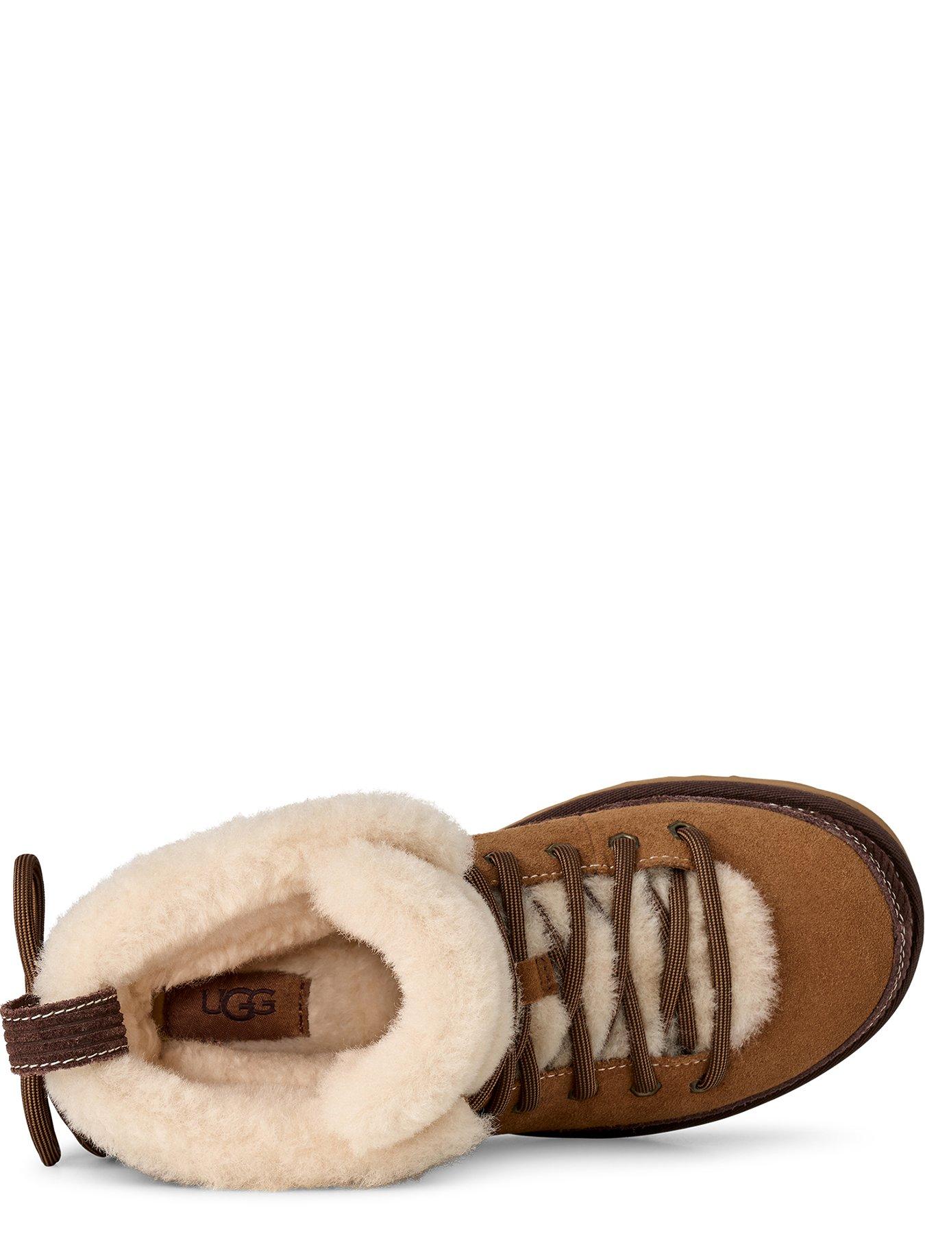 Image 4 of 7 of UGG Womens Classic Heritage Lace-Up Sheepskin Lined Suede Boots - Brown