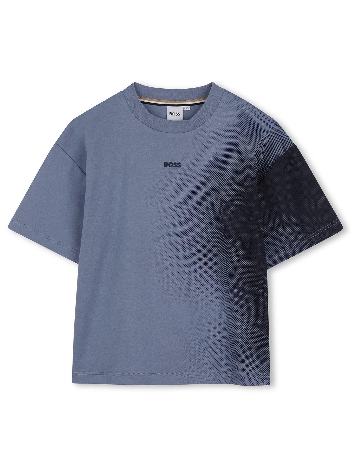 Image 1 of 3 of BOSS Boys Gradient Effect Short Sleeve T-shirt - Blue