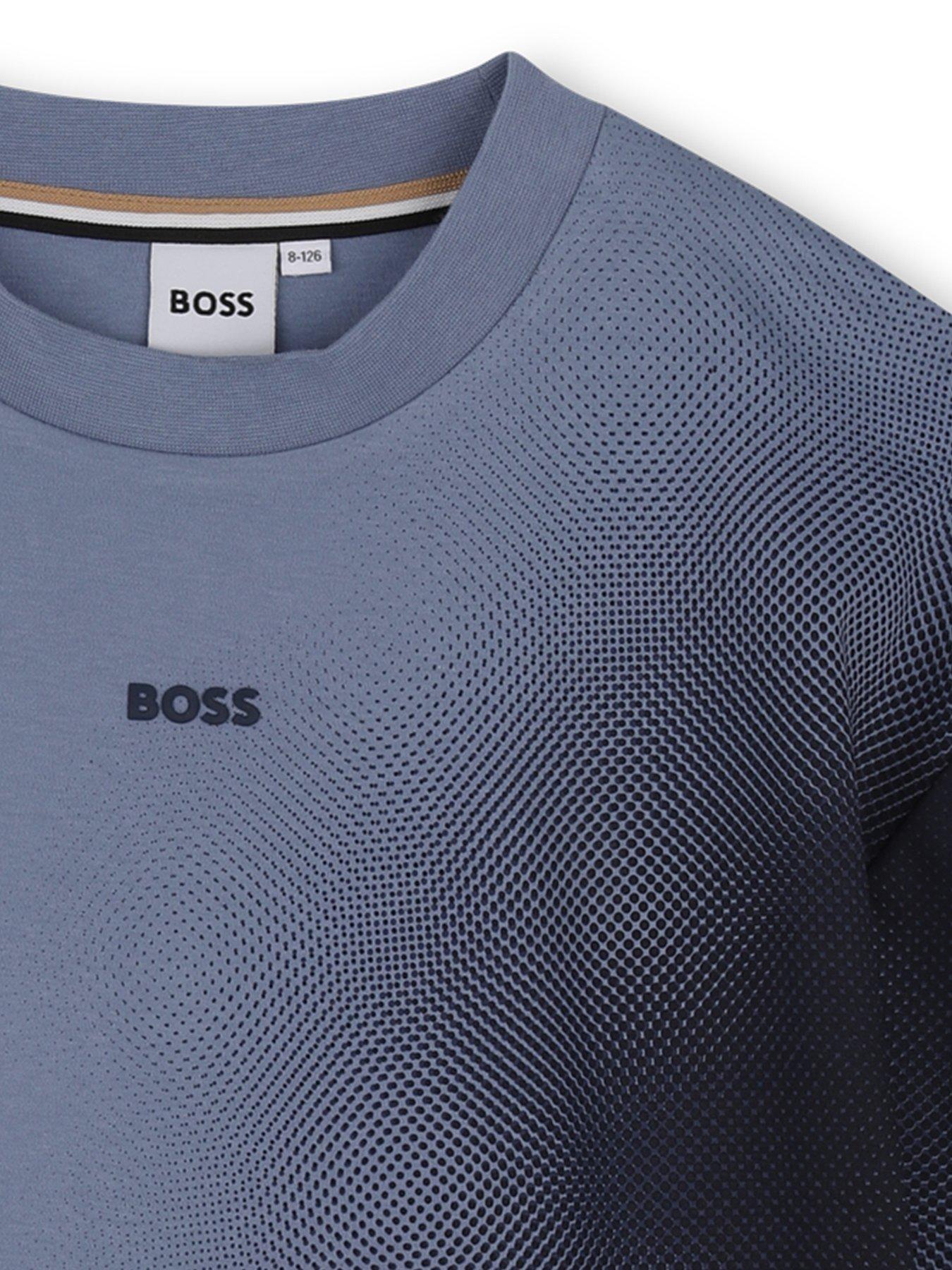 Image 3 of 3 of BOSS Boys Gradient Effect Short Sleeve T-shirt - Blue