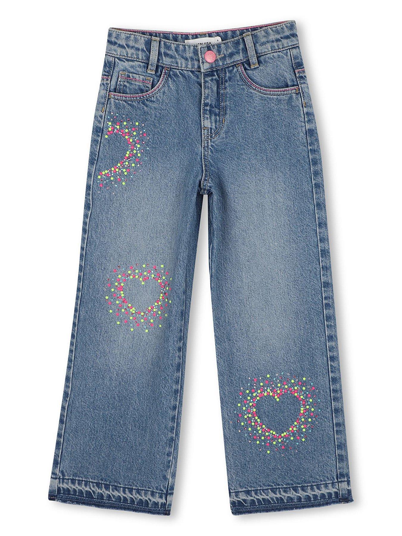 Image 1 of 3 of Billieblush Girls Multicoloured Stud Jeans - Blue