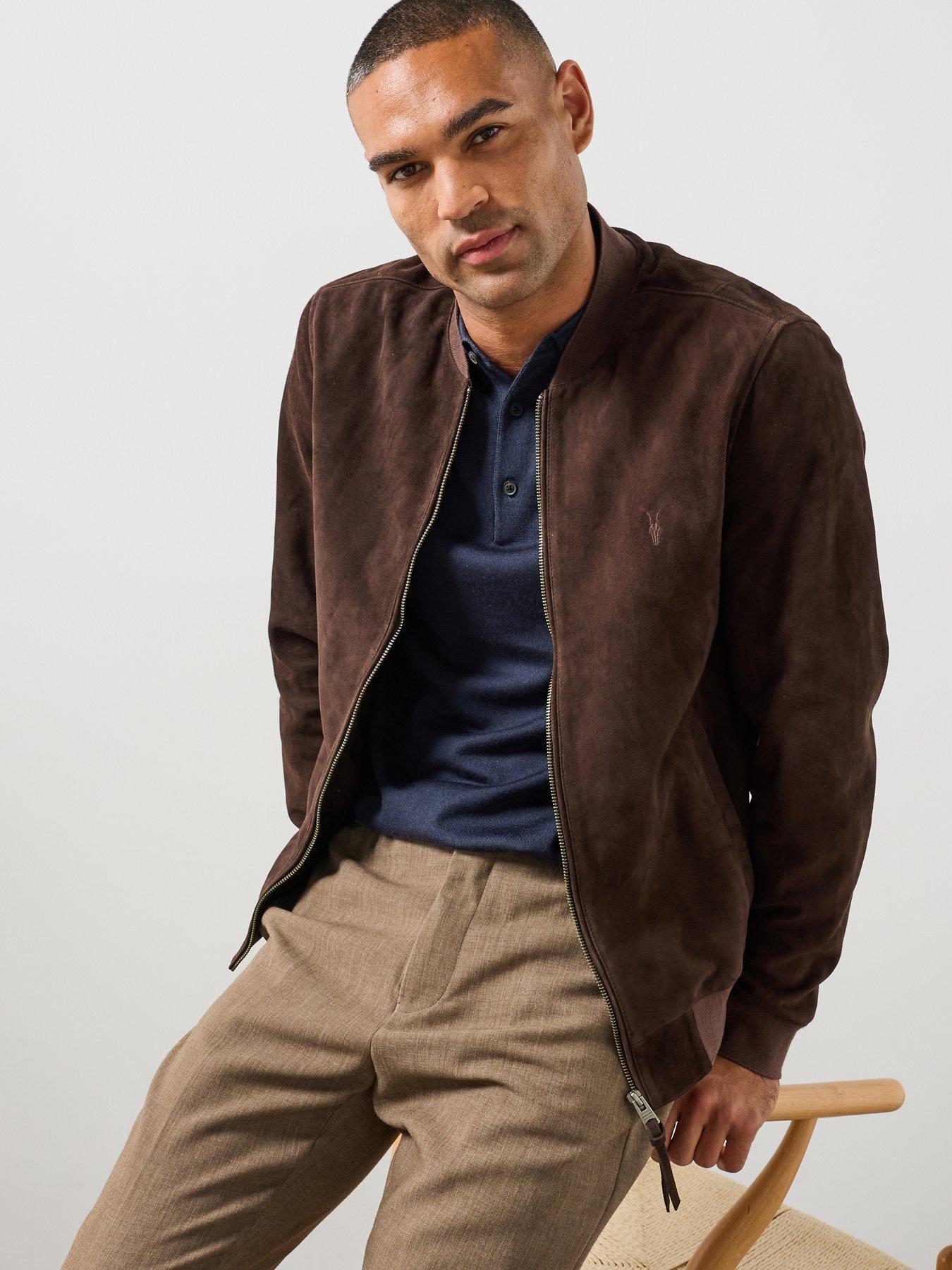 Image 1 of 6 of AllSaints Allsaints Morten Suede Bomber - Red