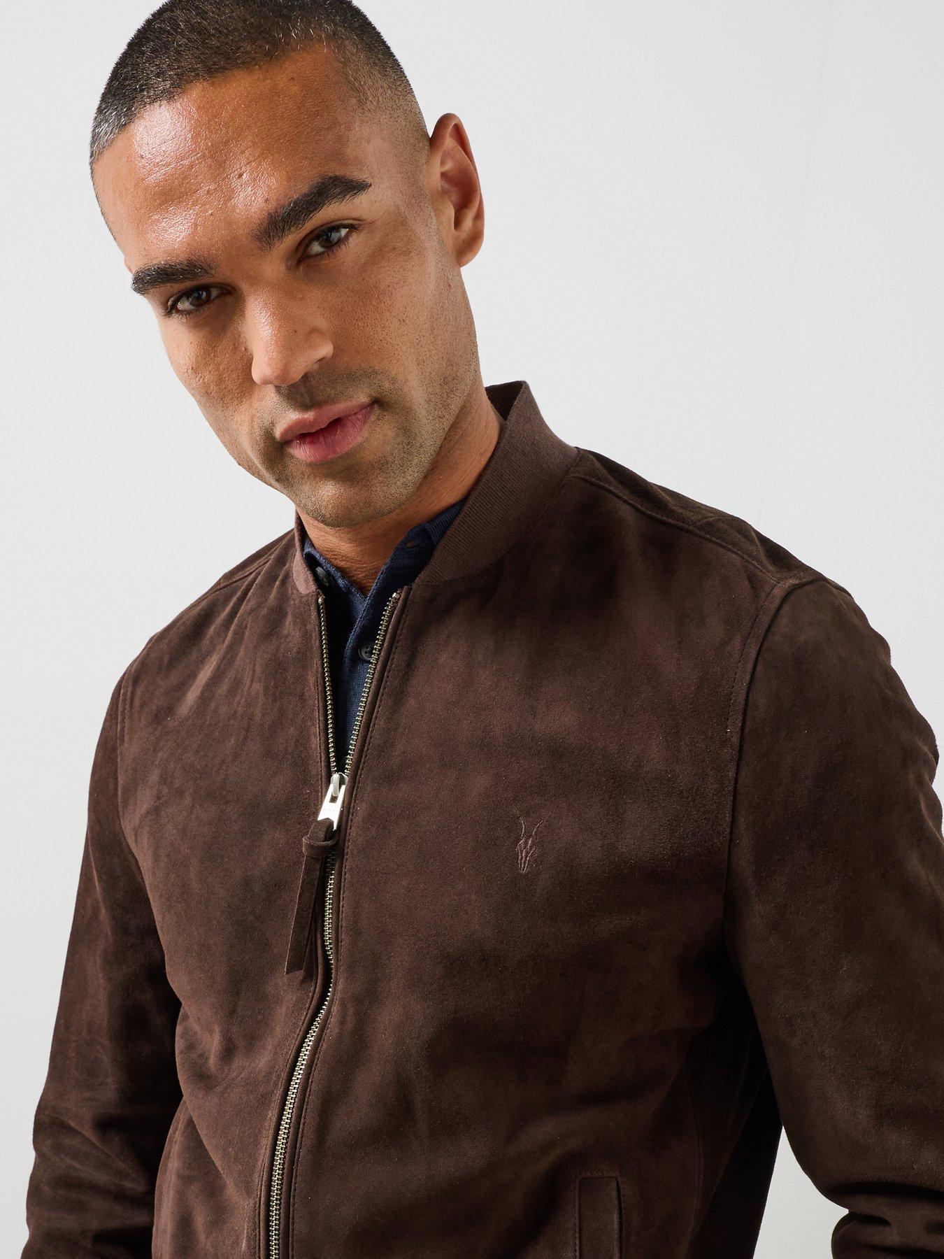 Image 4 of 6 of AllSaints Allsaints Morten Suede Bomber - Red