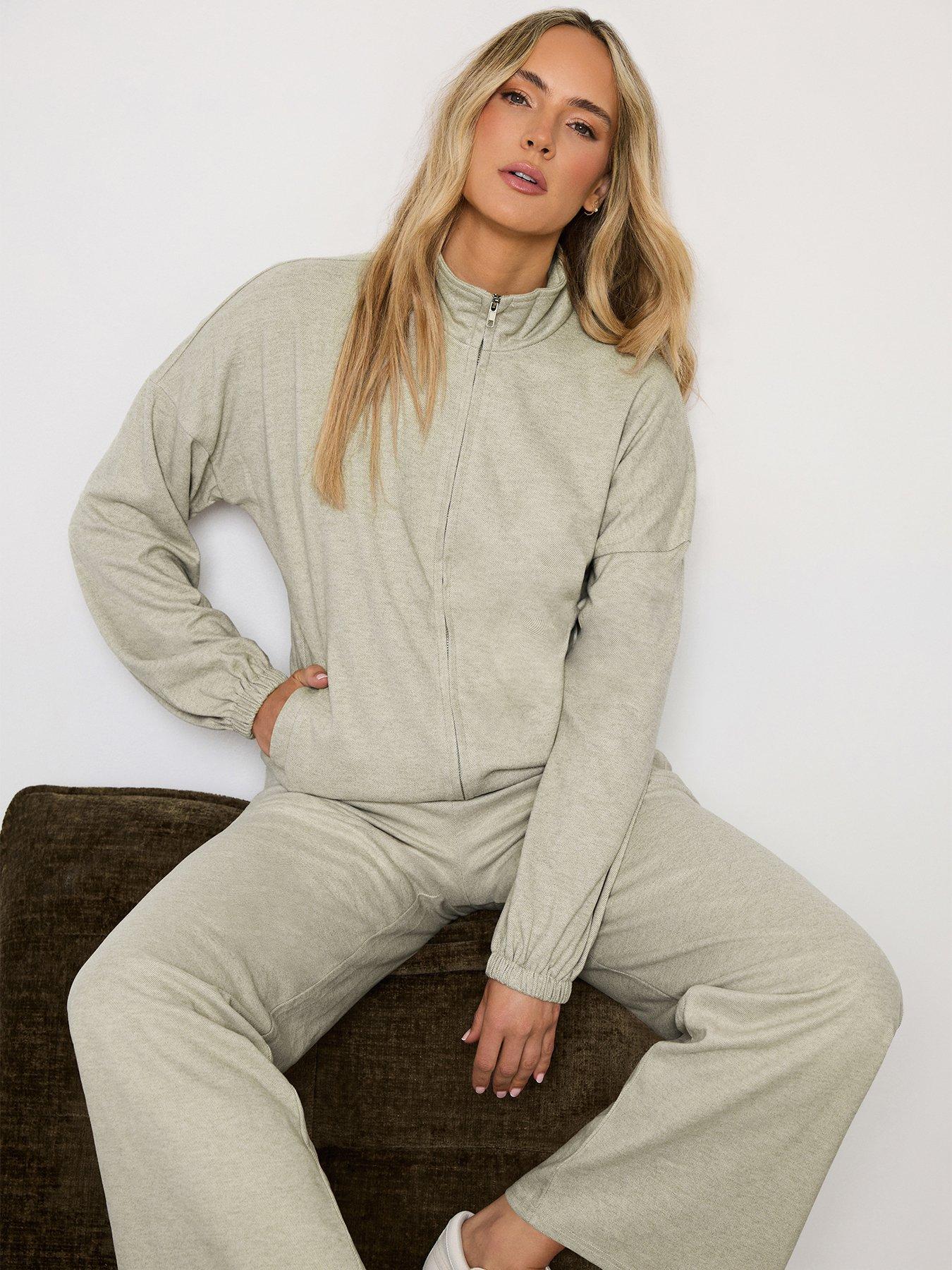 Image 1 of 4 of Long Tall Sally Premium Brushed Funnel Jacket - Cream