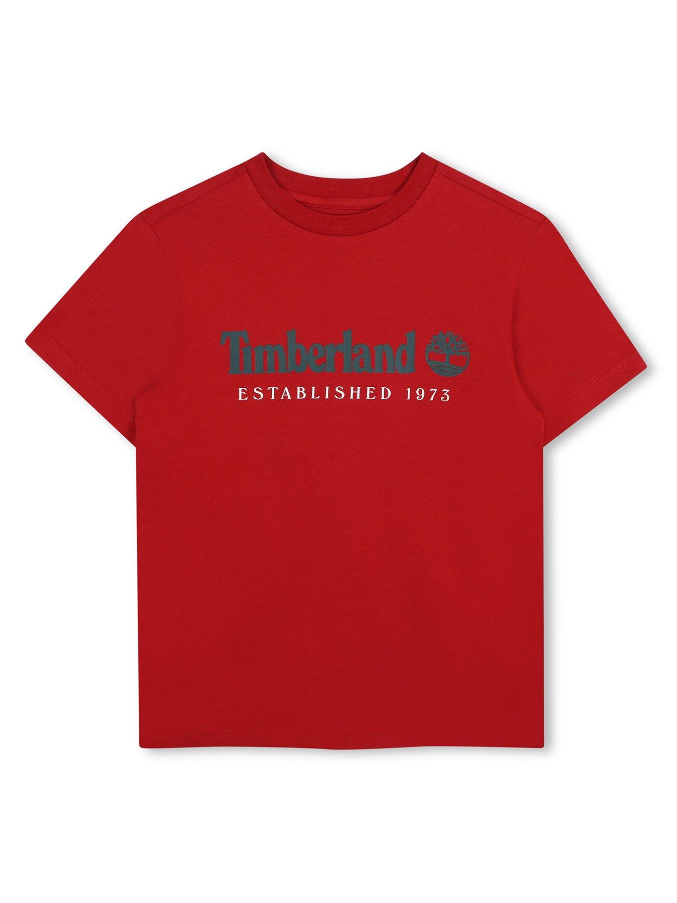 Image 1 of 3 of Timberland Boys Logo Crew Neck Short Sleeve T-Shirt - Red