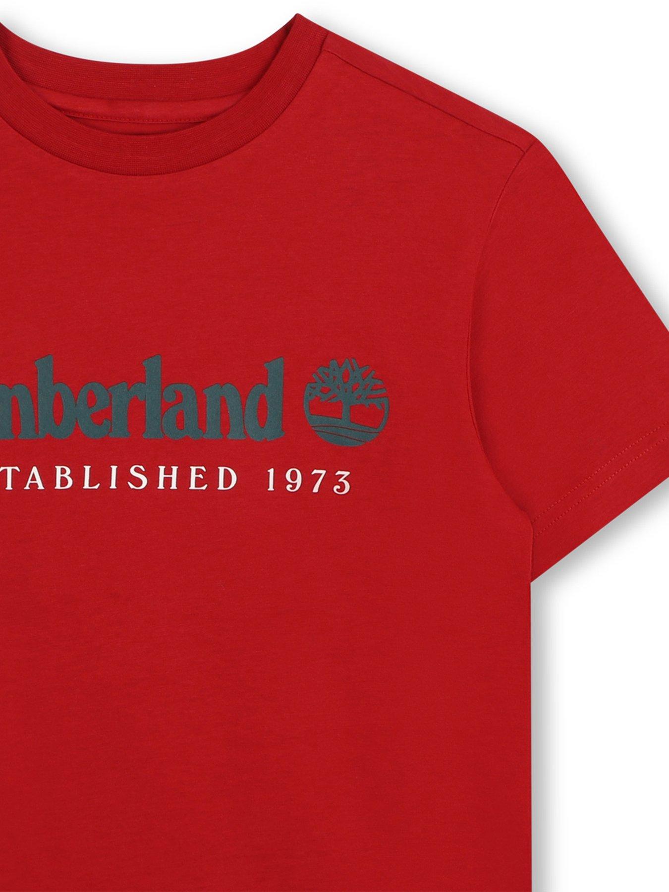 Image 3 of 3 of Timberland Boys Logo Crew Neck Short Sleeve T-Shirt - Red