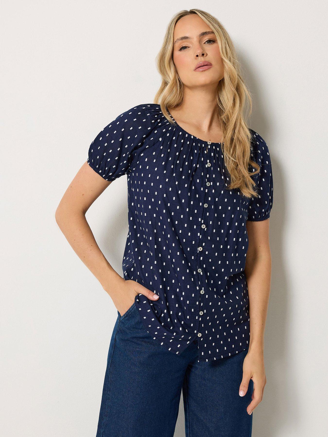 Image 1 of 4 of Long Tall Sally Dobby Button Up Shirt - Blue
