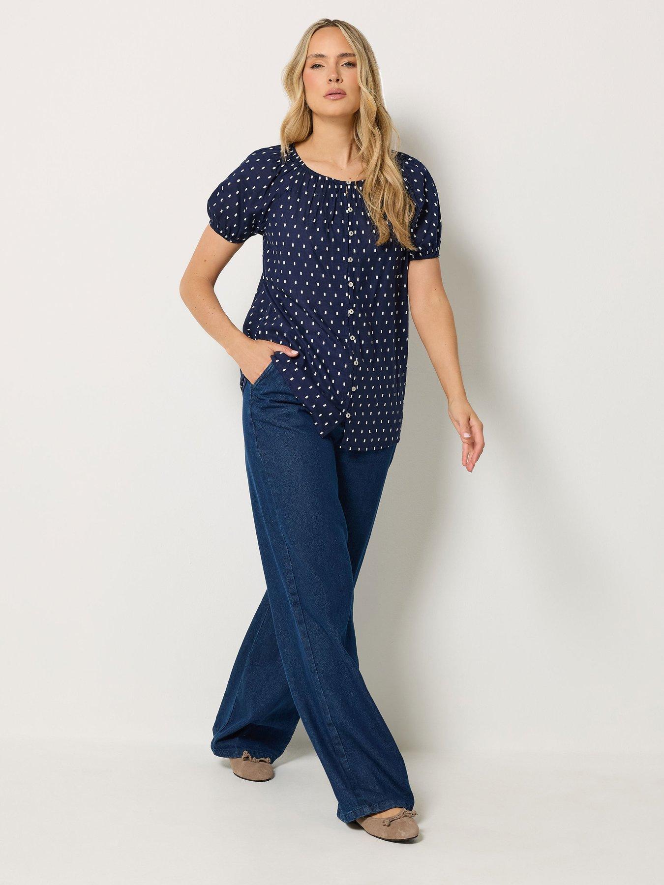 Image 3 of 4 of Long Tall Sally Dobby Button Up Shirt - Blue