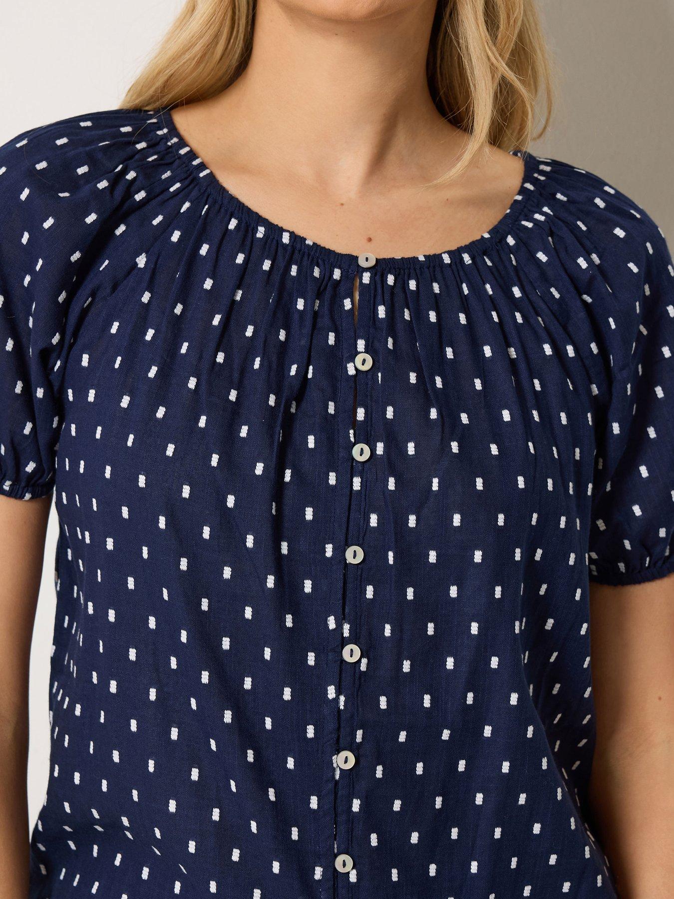 Image 4 of 4 of Long Tall Sally Dobby Button Up Shirt - Blue