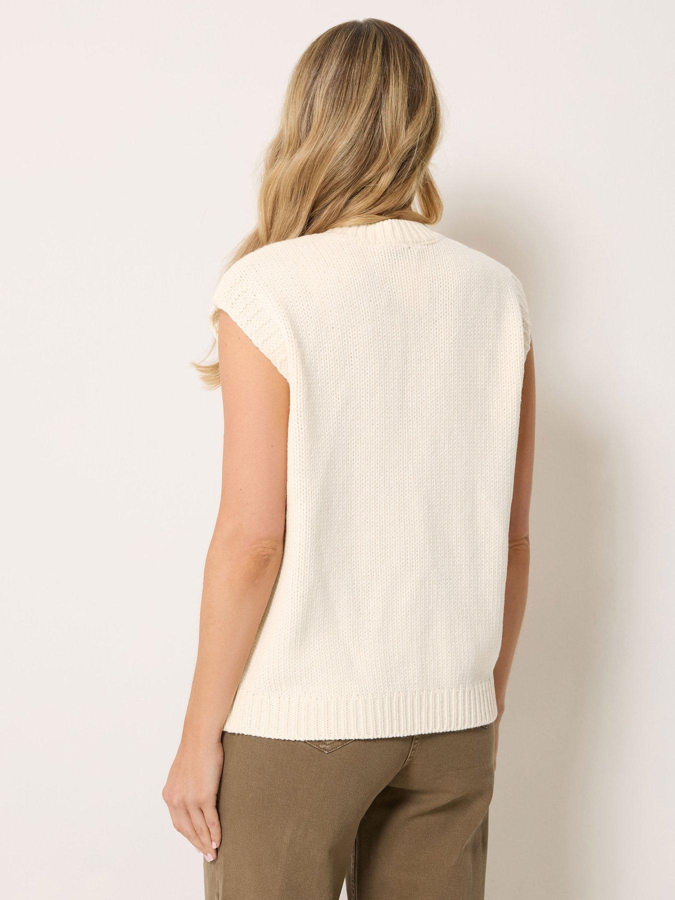Image 2 of 4 of Long Tall Sally Button Cable Knit Vest - Ivory
