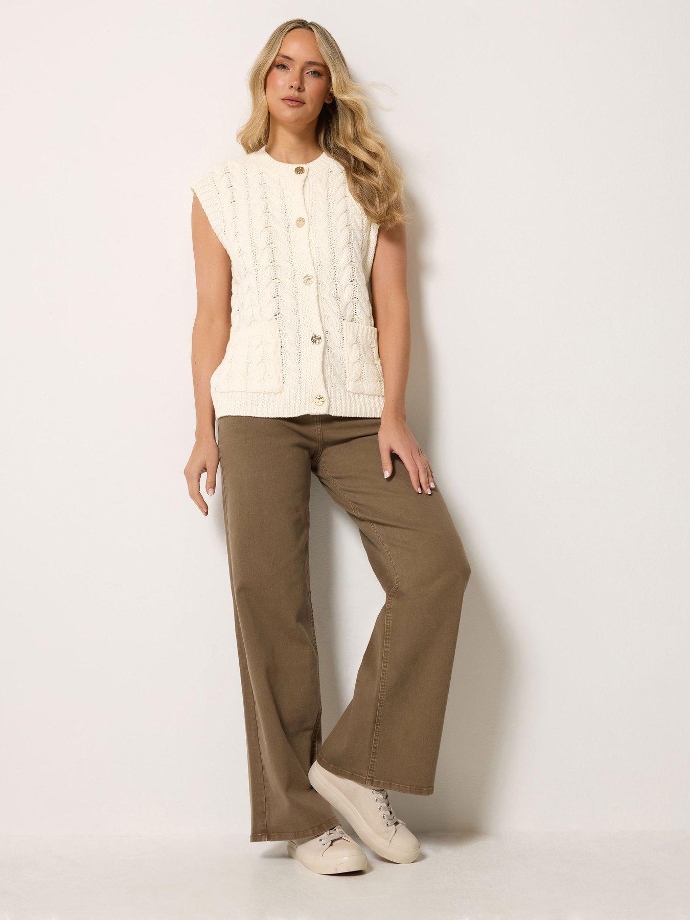 Image 3 of 4 of Long Tall Sally Button Cable Knit Vest - Ivory